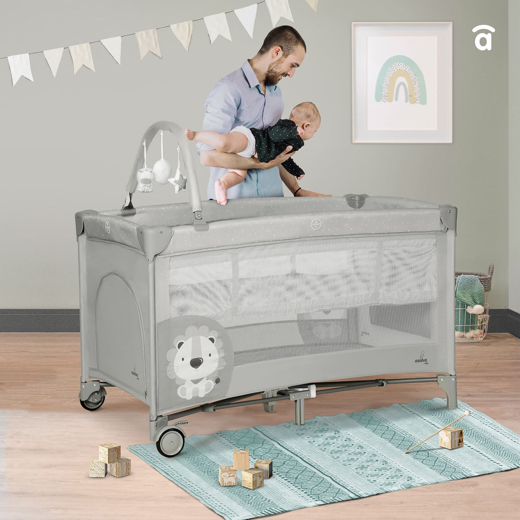 Baby Lion Complete Duo Travel Crib Gray