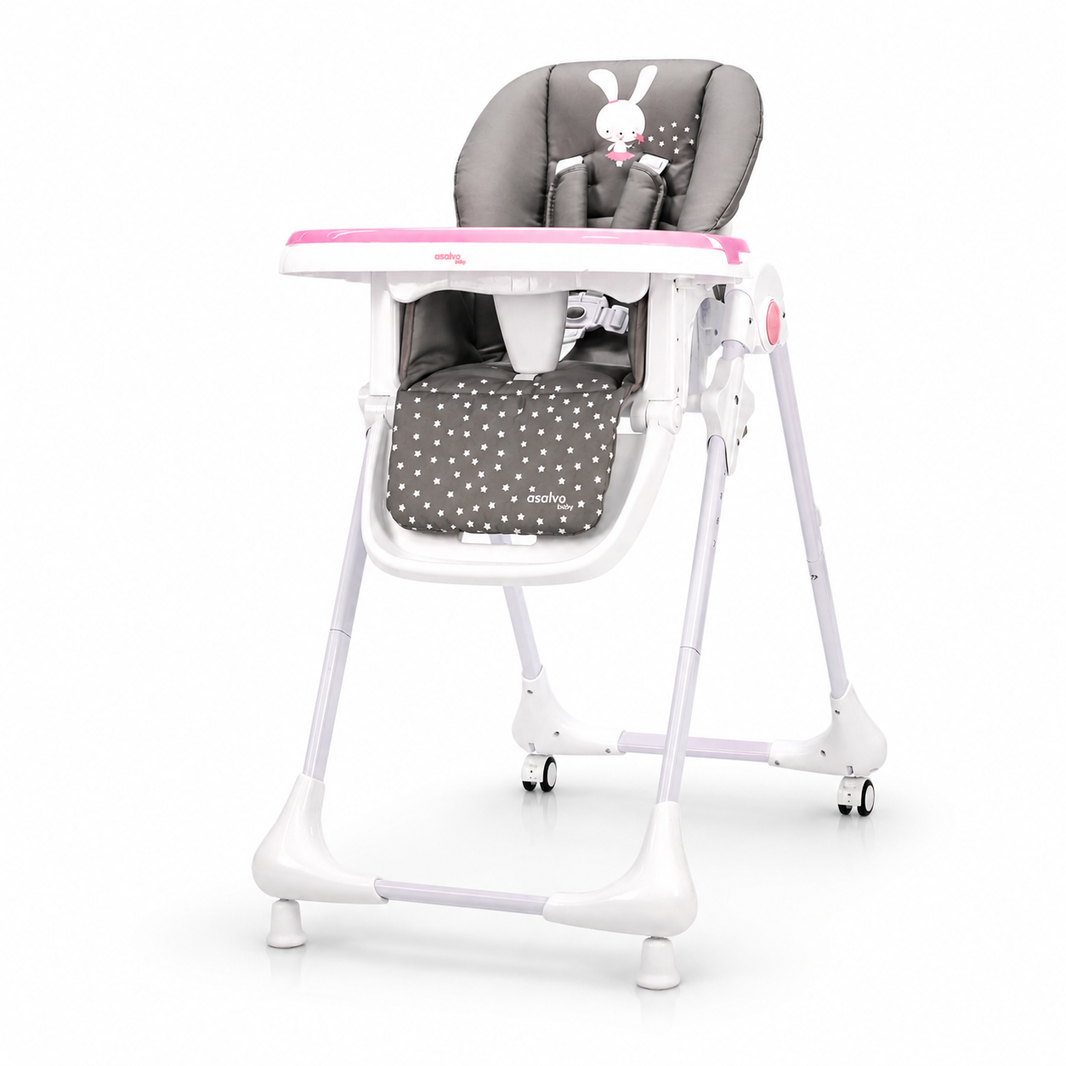 Cadeira alta Coelhinho Rosa com Rodas