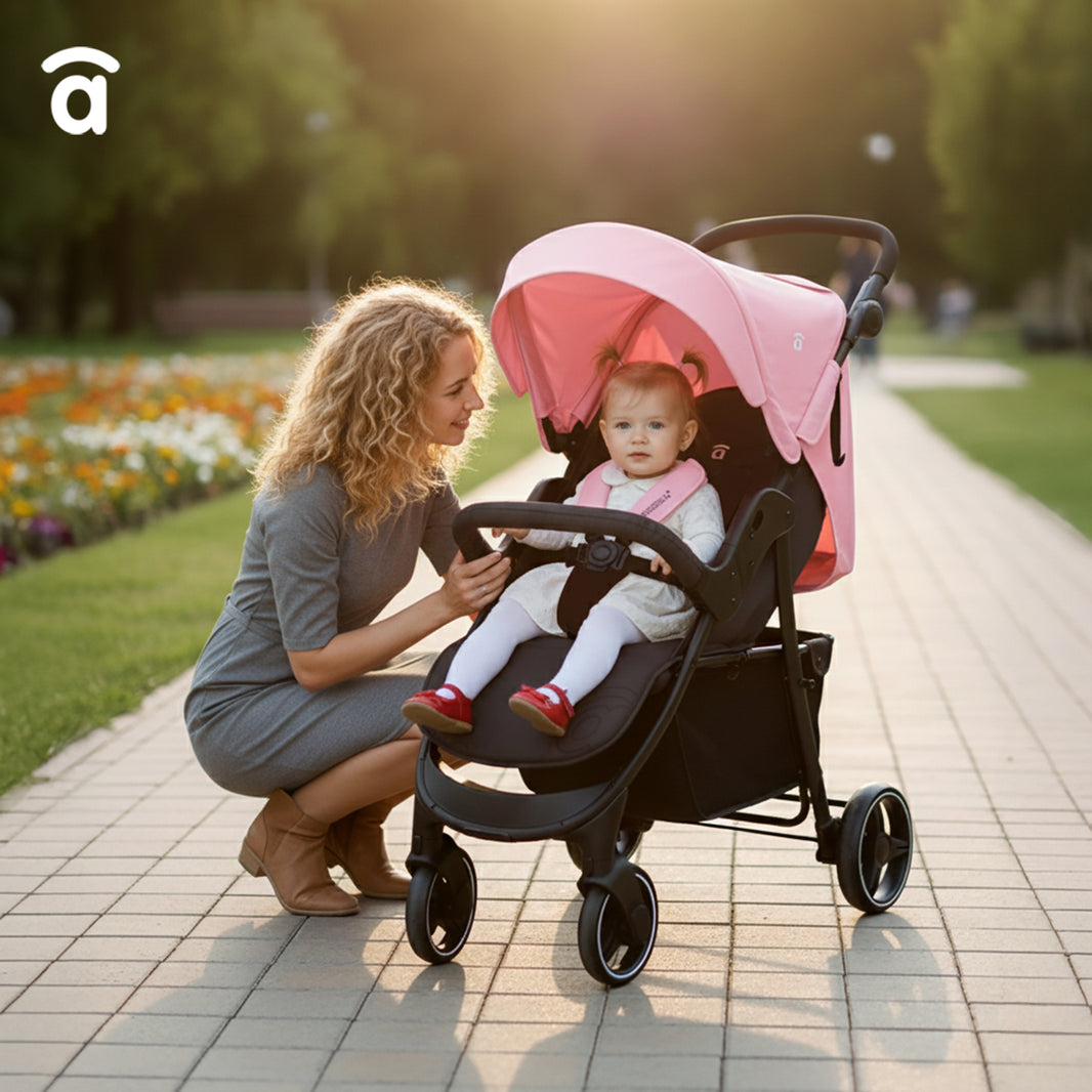 America 3 pink stroller