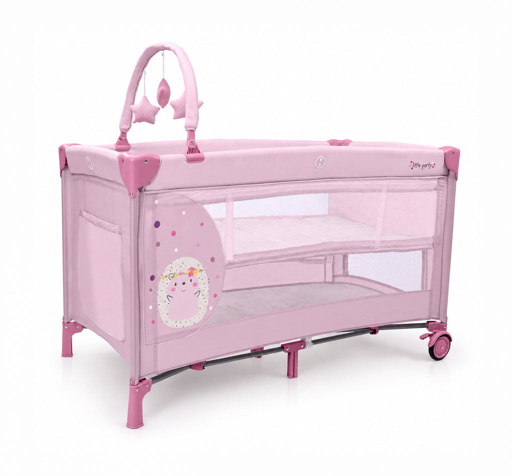 Asalvo Complete Duo Hedgehog Pink Travel Cot - Travel cots