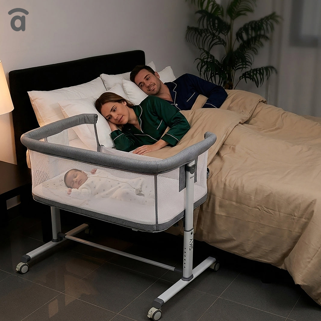 Sky gray co-sleeping mini crib