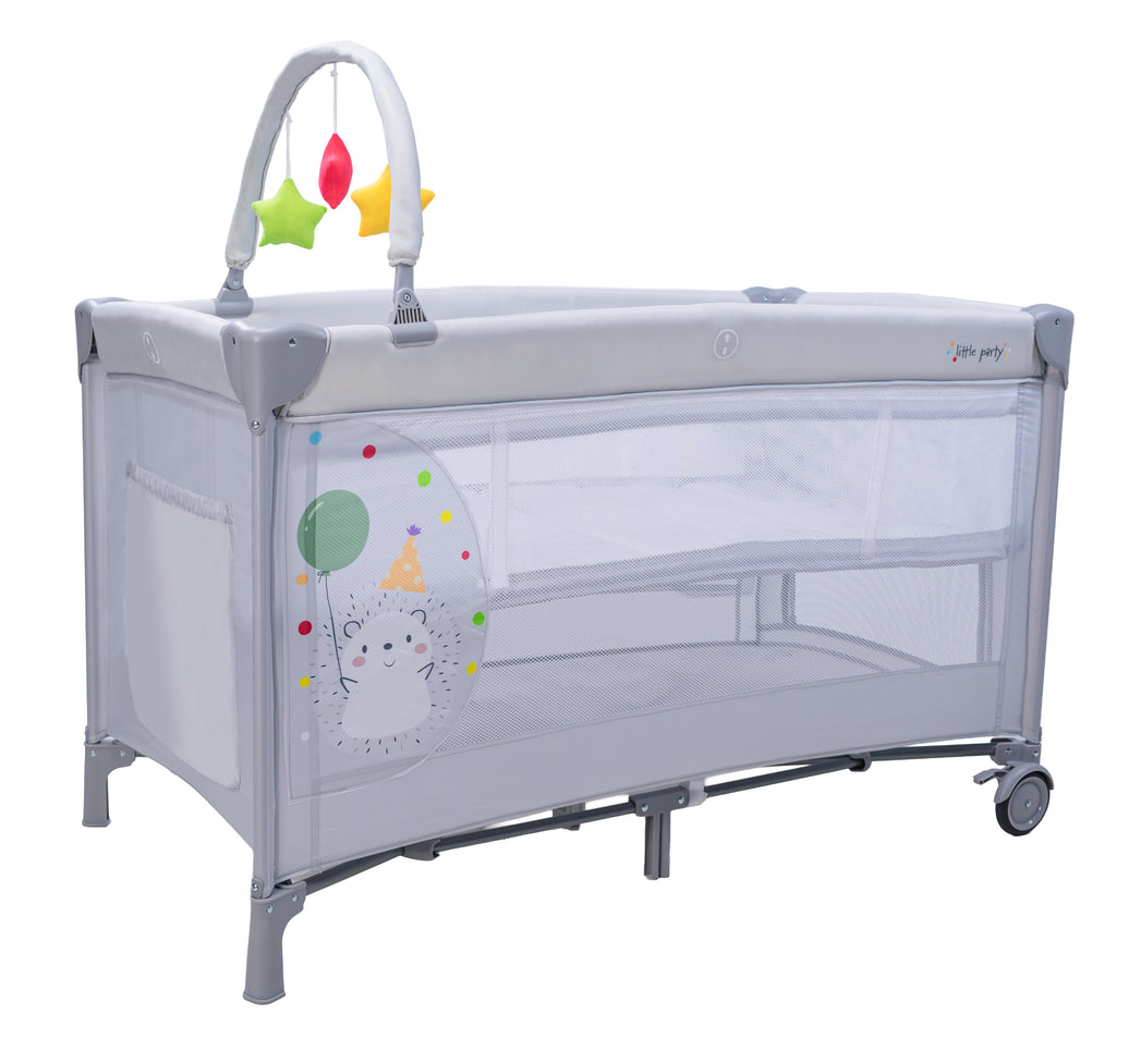 Complet Dúo Hedgehog Grey Travel Cot
