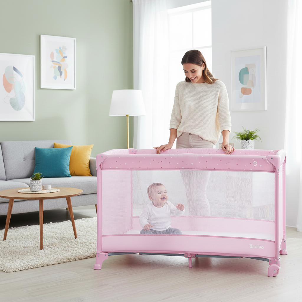 Balearic Travel Crib 2 pink