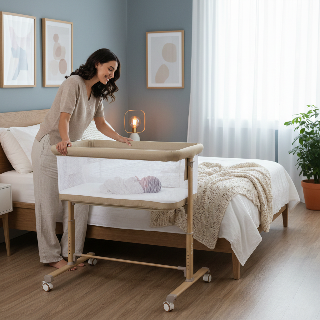 Sky beige co-sleeping mini crib