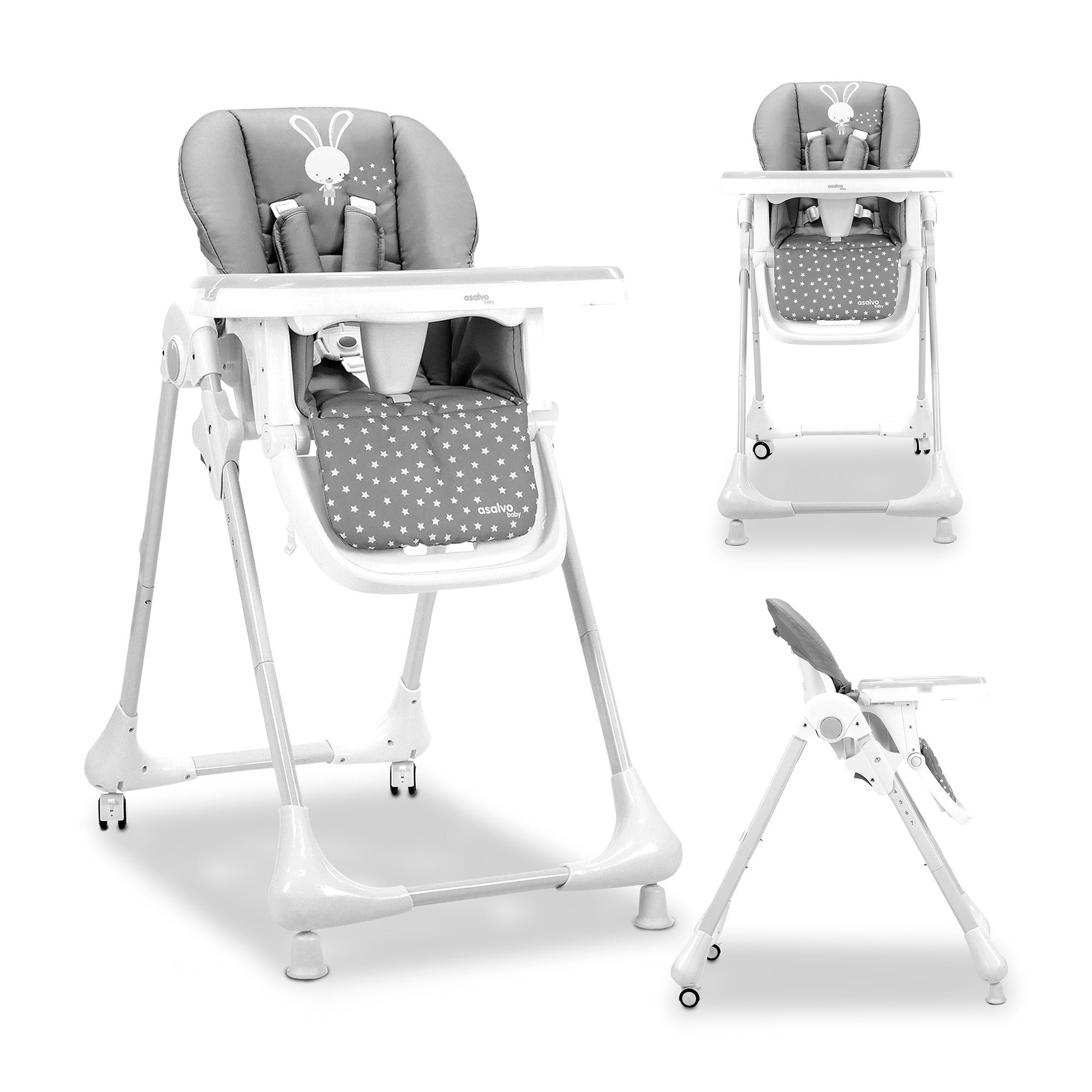 Gray Bunny Highchair with Wheels
