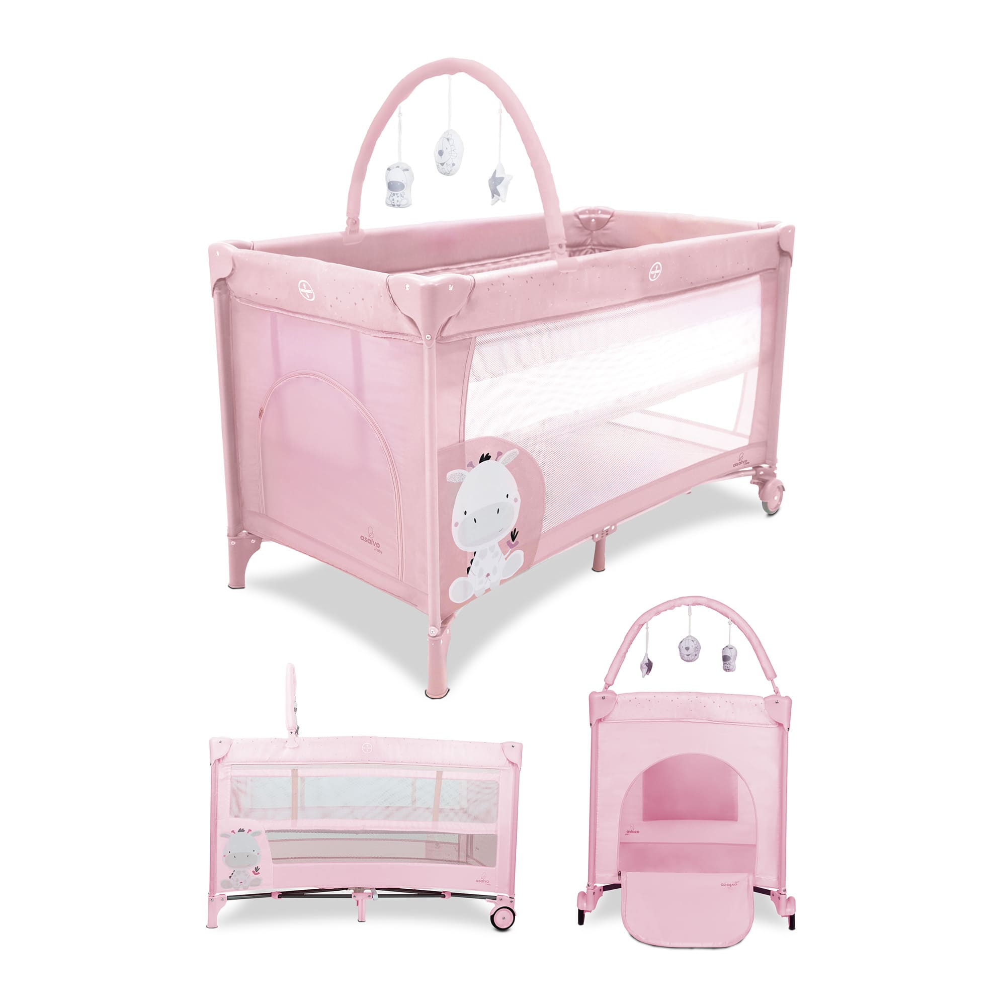 Travel Crib Complete Duo Baby Giraffe Pink