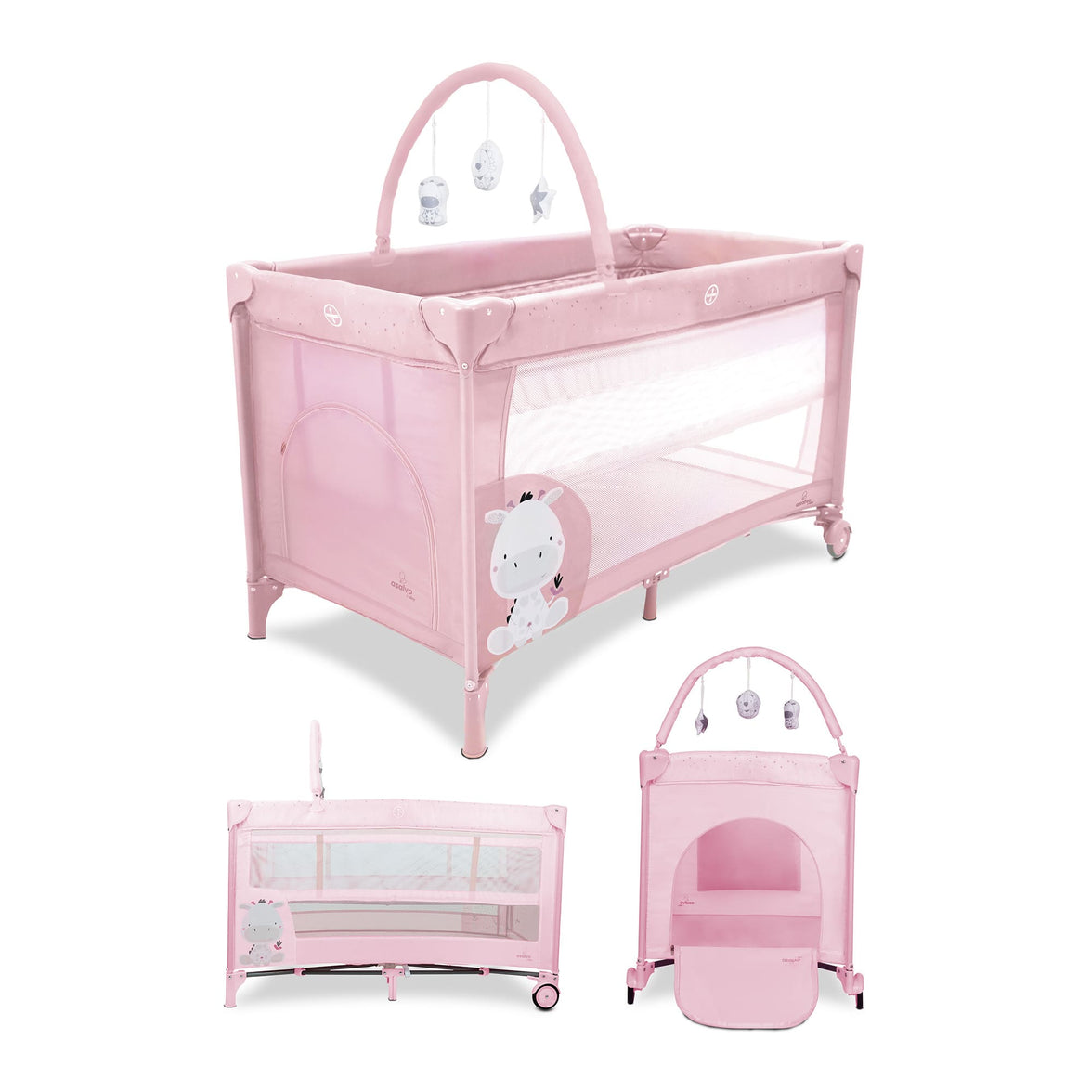 Travel Crib Complete Duo Baby Giraffe Pink
