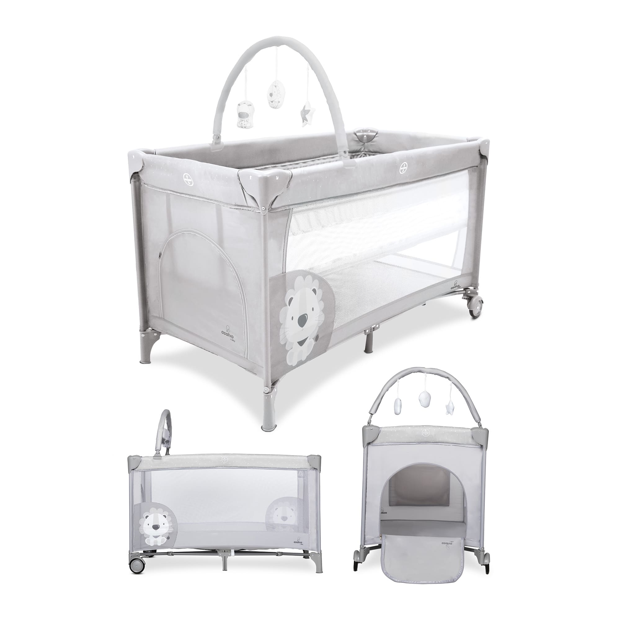 Baby Lion Complete Duo Travel Crib Gray
