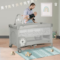 Baby Lion Complete Duo Travel Crib Gray