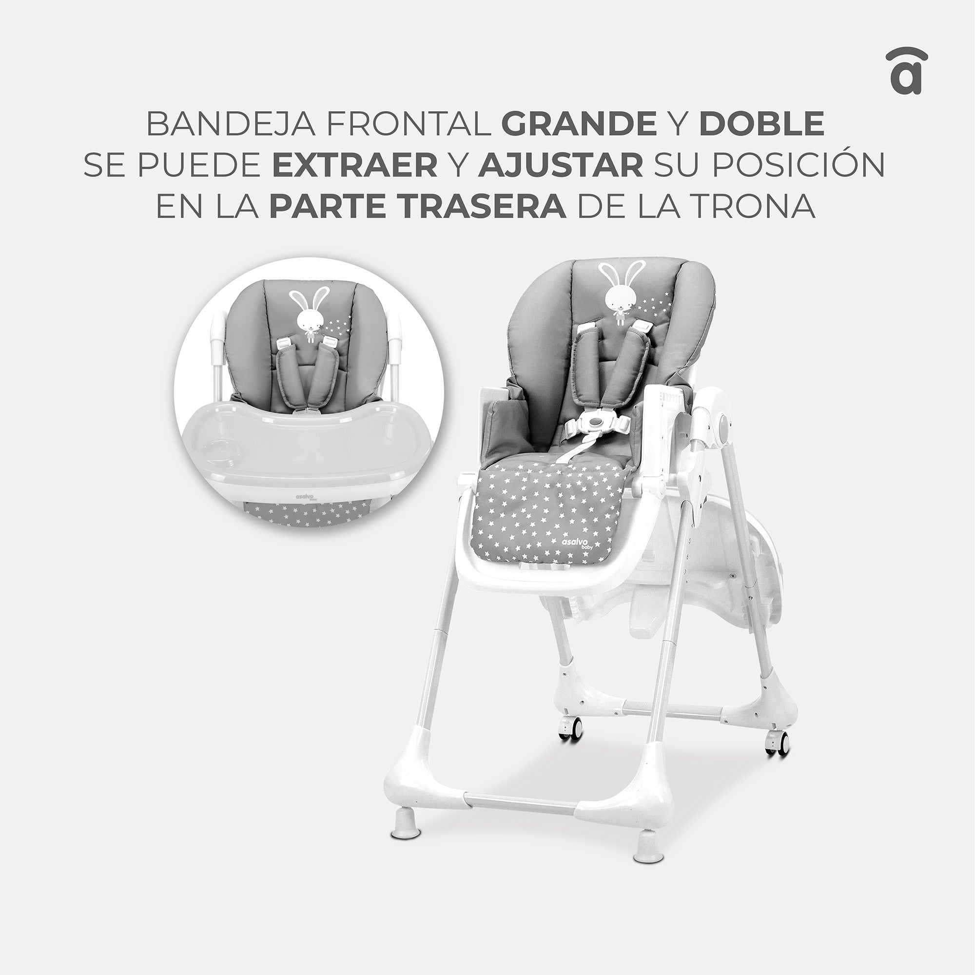 Gray Bunny Highchair with Wheels