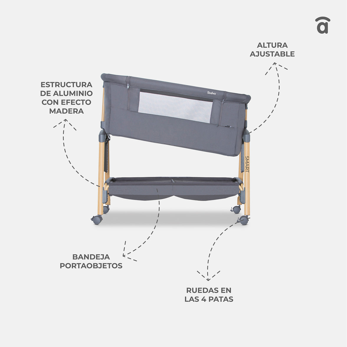 Smart beige co-sleeping mini crib