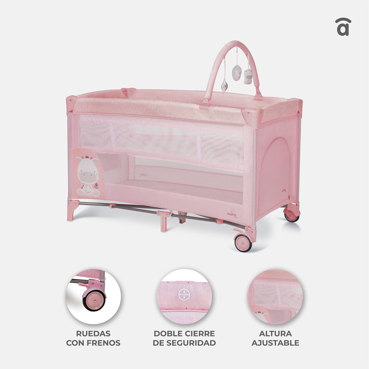 Travel Crib Complete Duo Baby Giraffe Pink