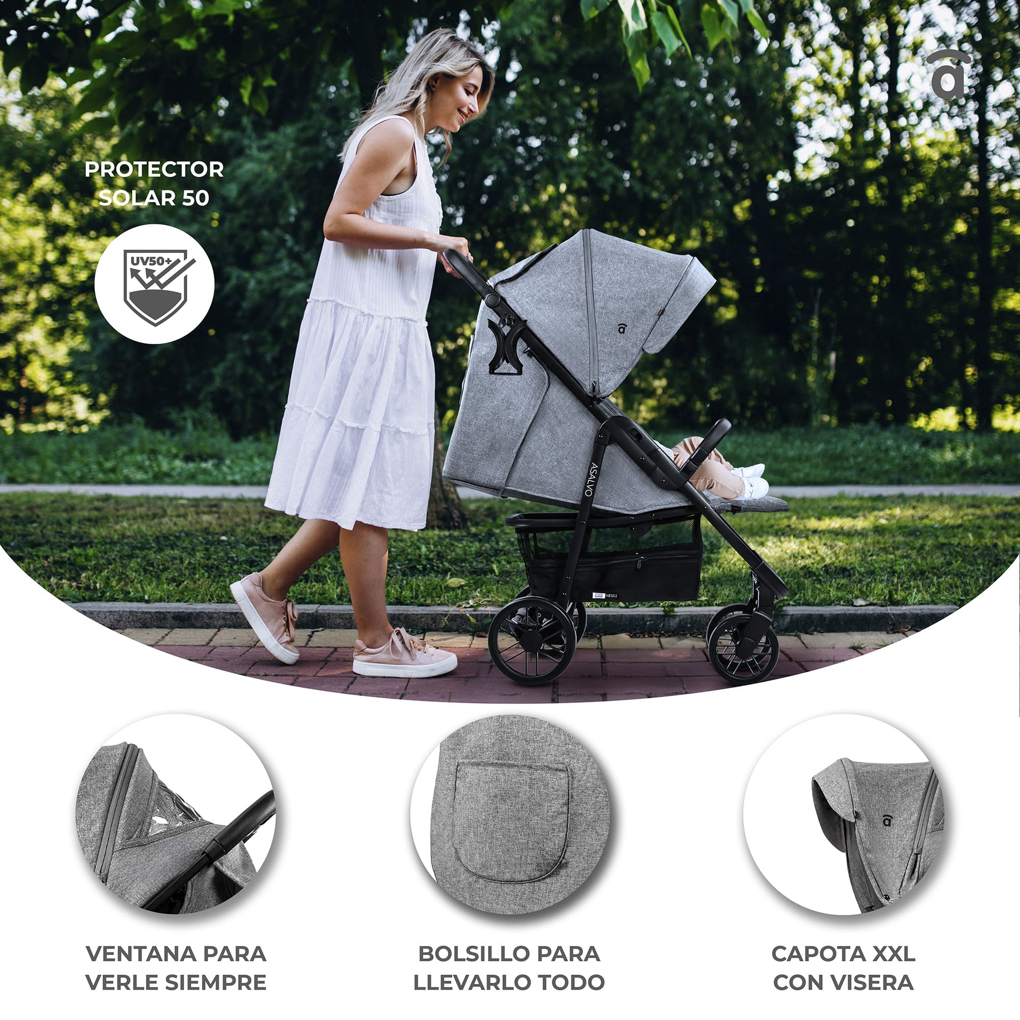 Ness 2 gray stroller