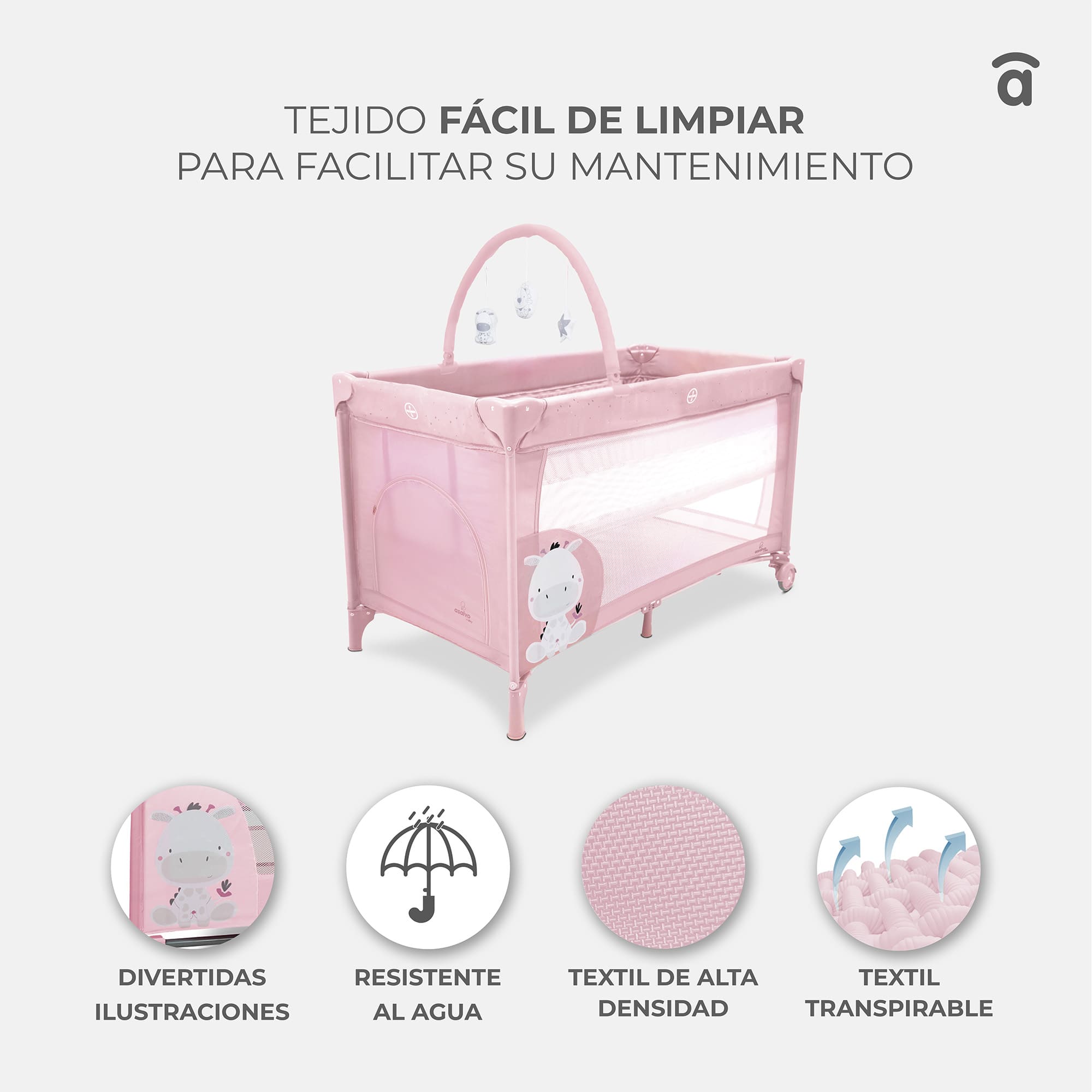 Travel Crib Complete Duo Baby Giraffe Pink