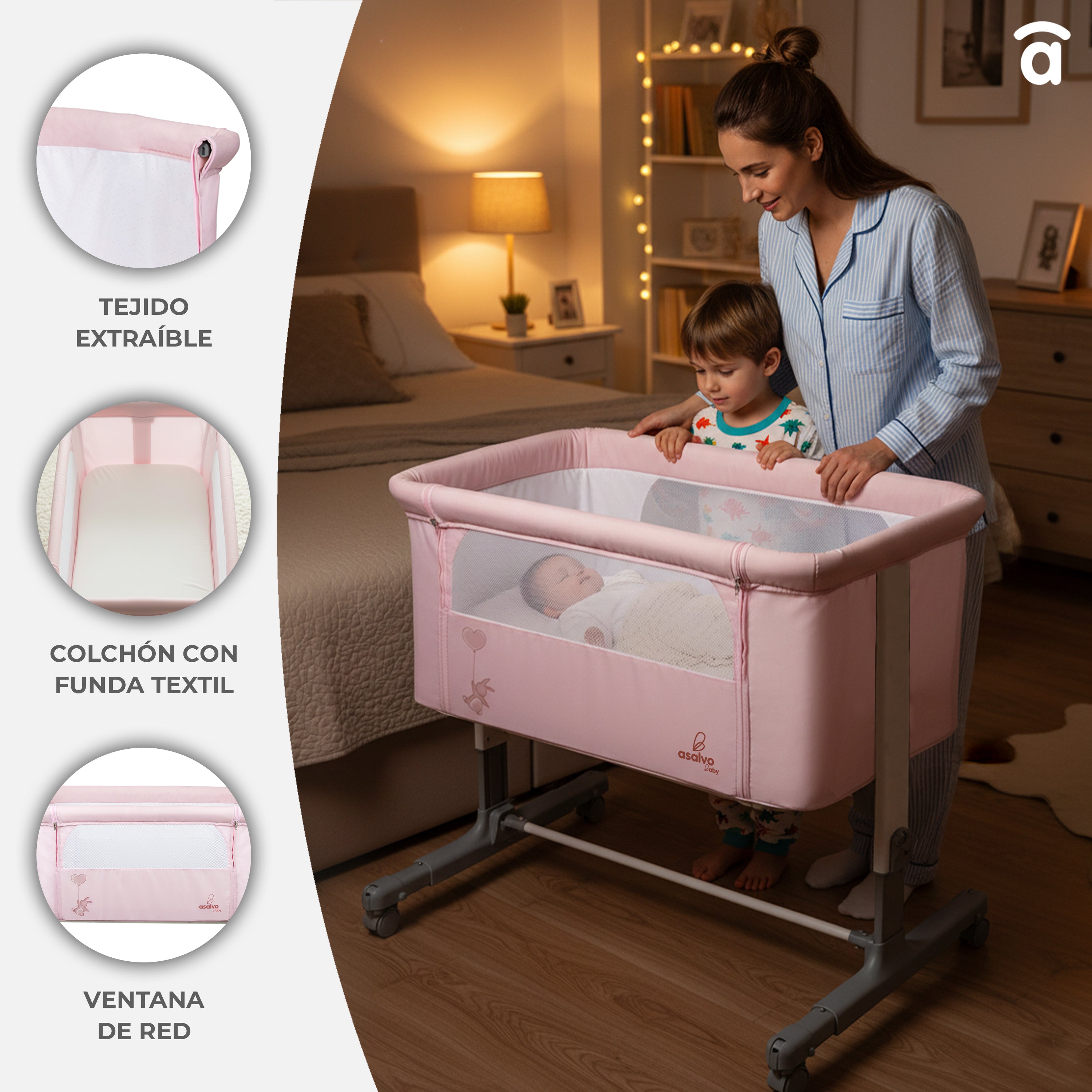 Calm Gray Co-Sleeping Mini Crib