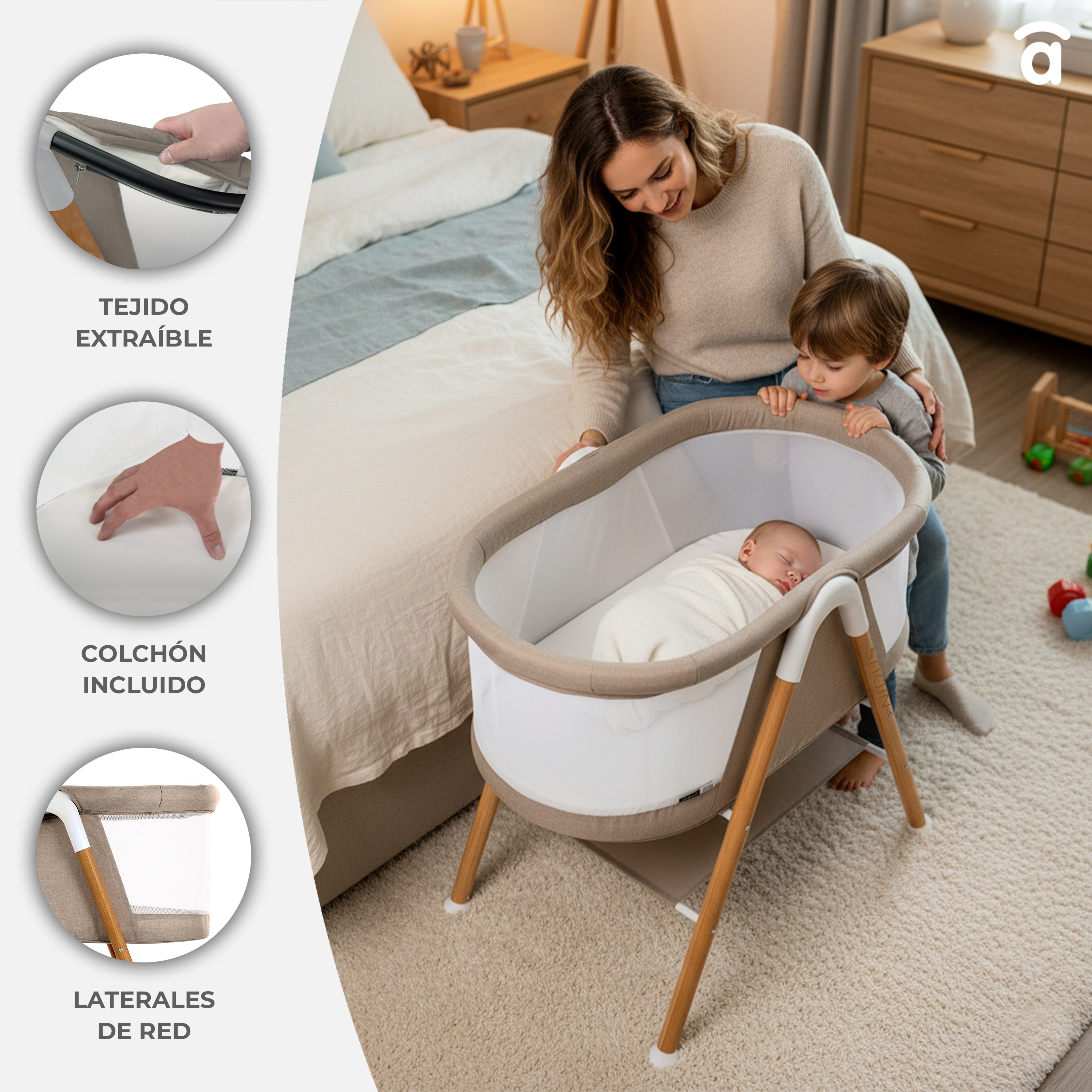 Nidus Beige Mini Crib