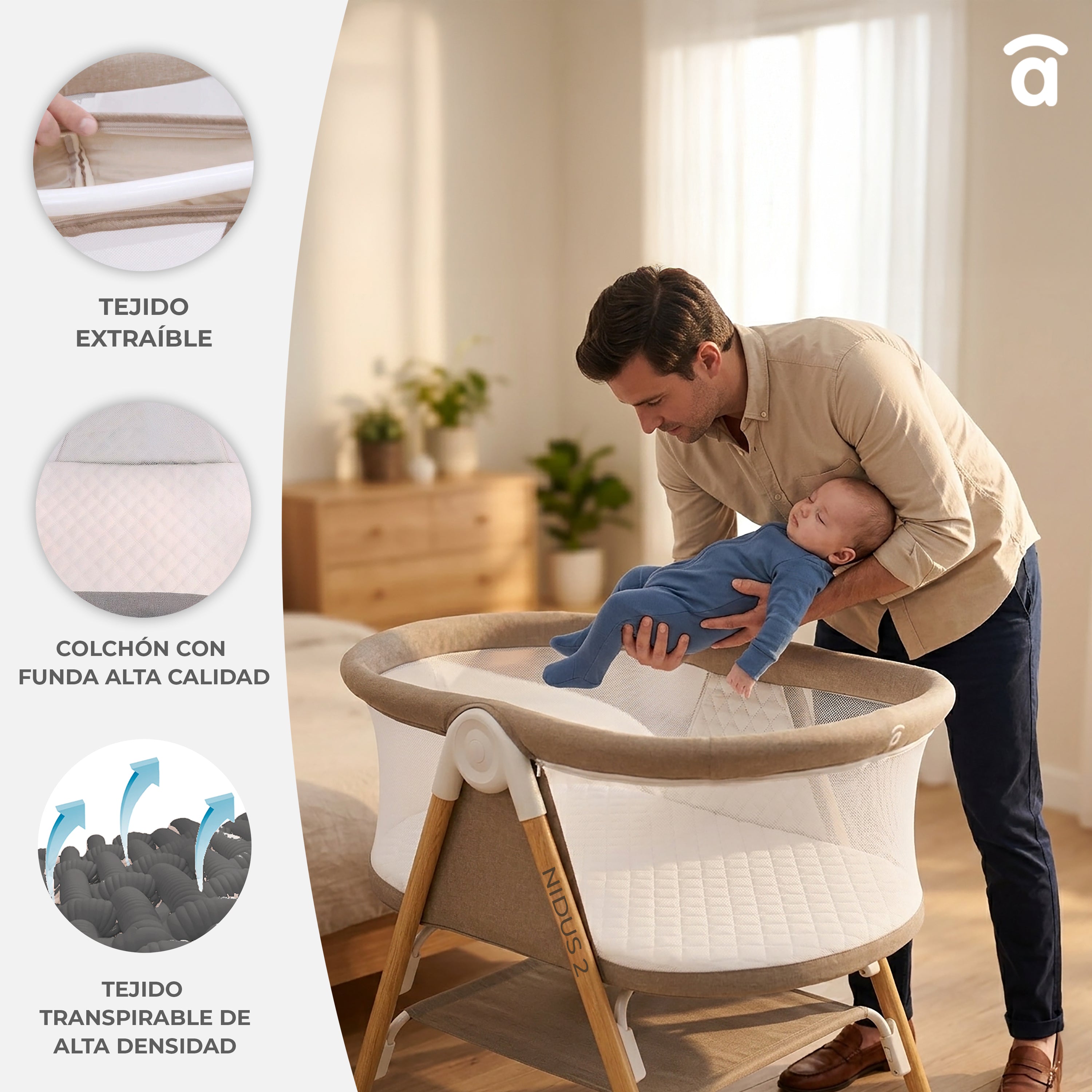 Mini Berço Nidus 2 Bege