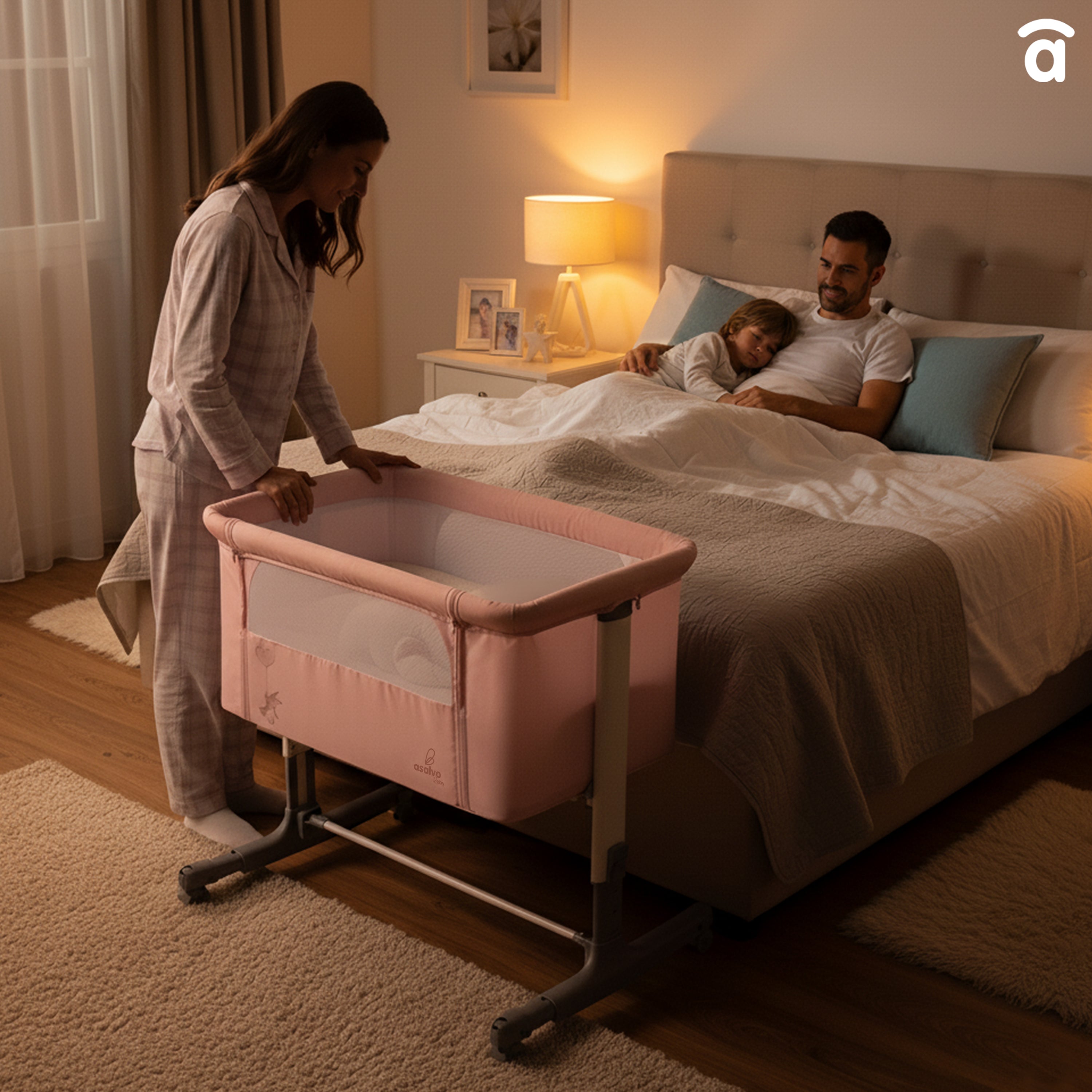 Calm Pink Co-Sleeping Mini Crib