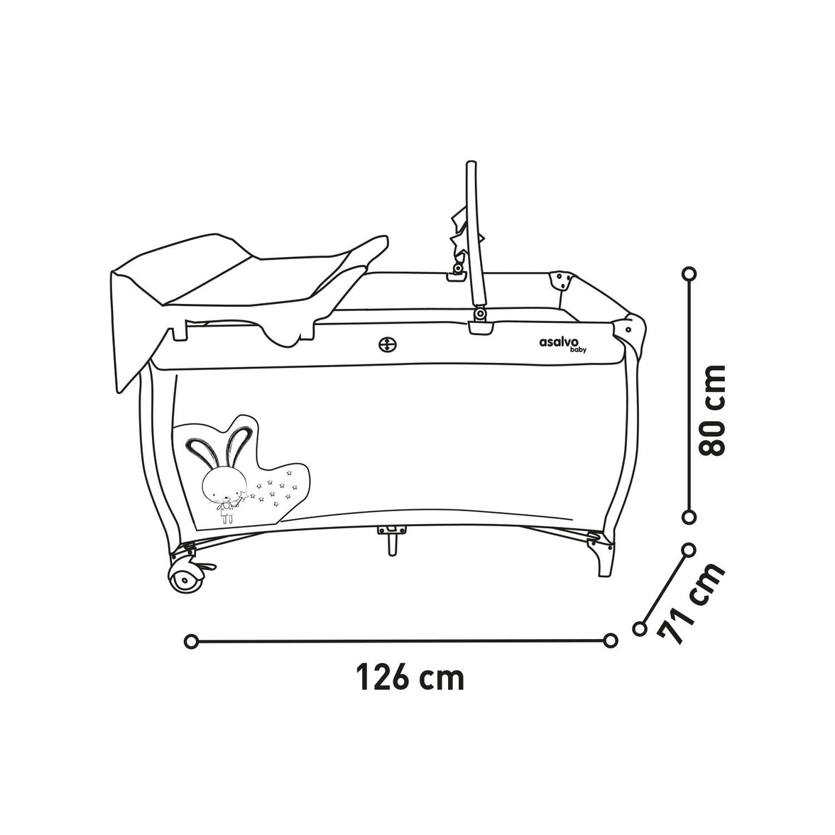 Gray Bunny Complete Travel Crib