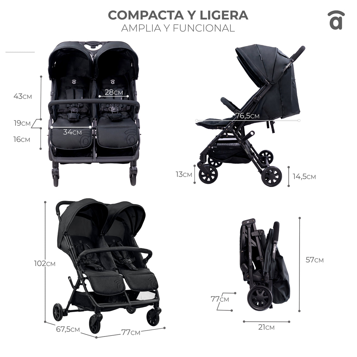 Carrinho Duplo Henry Preto