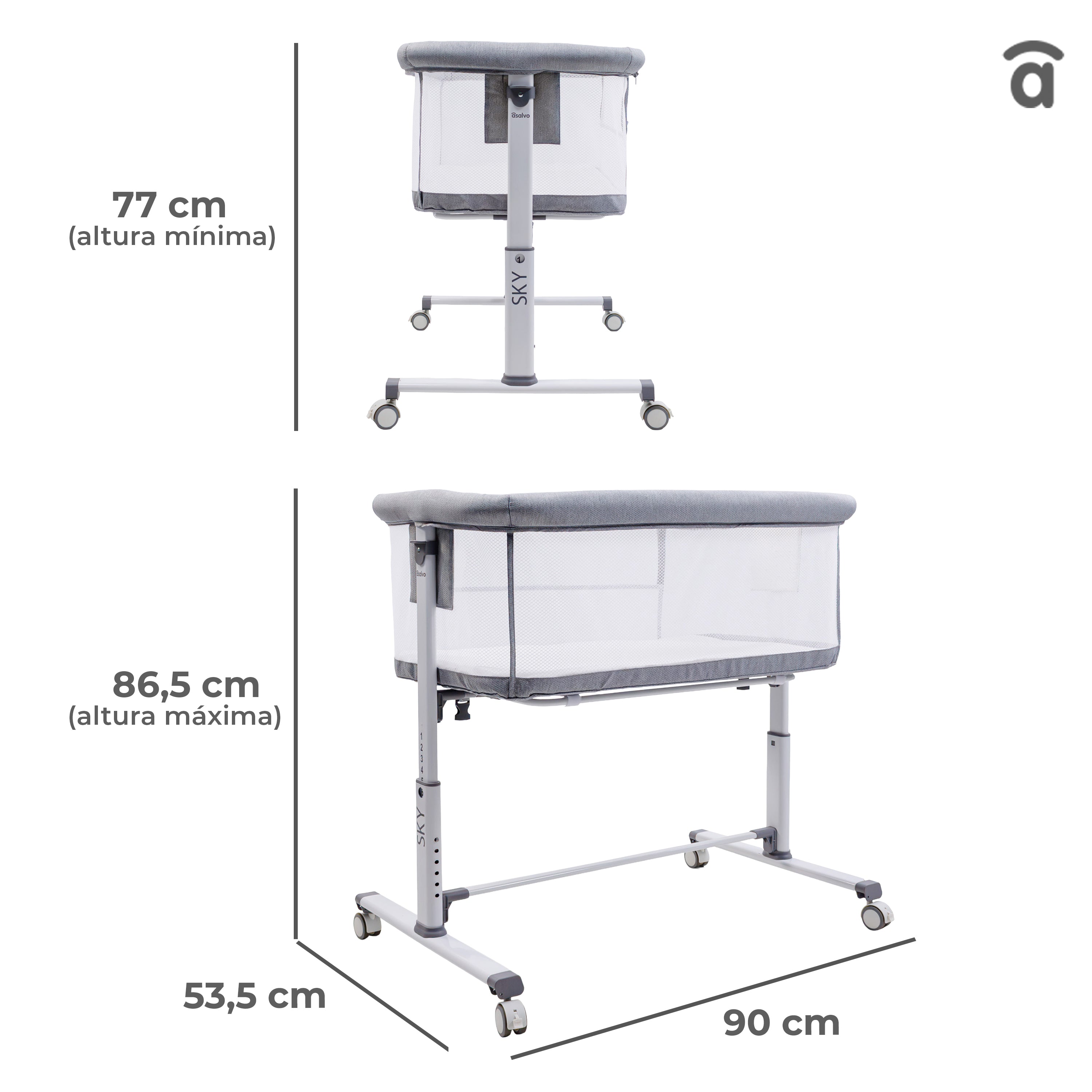 Minicuna de colecho Sky gris