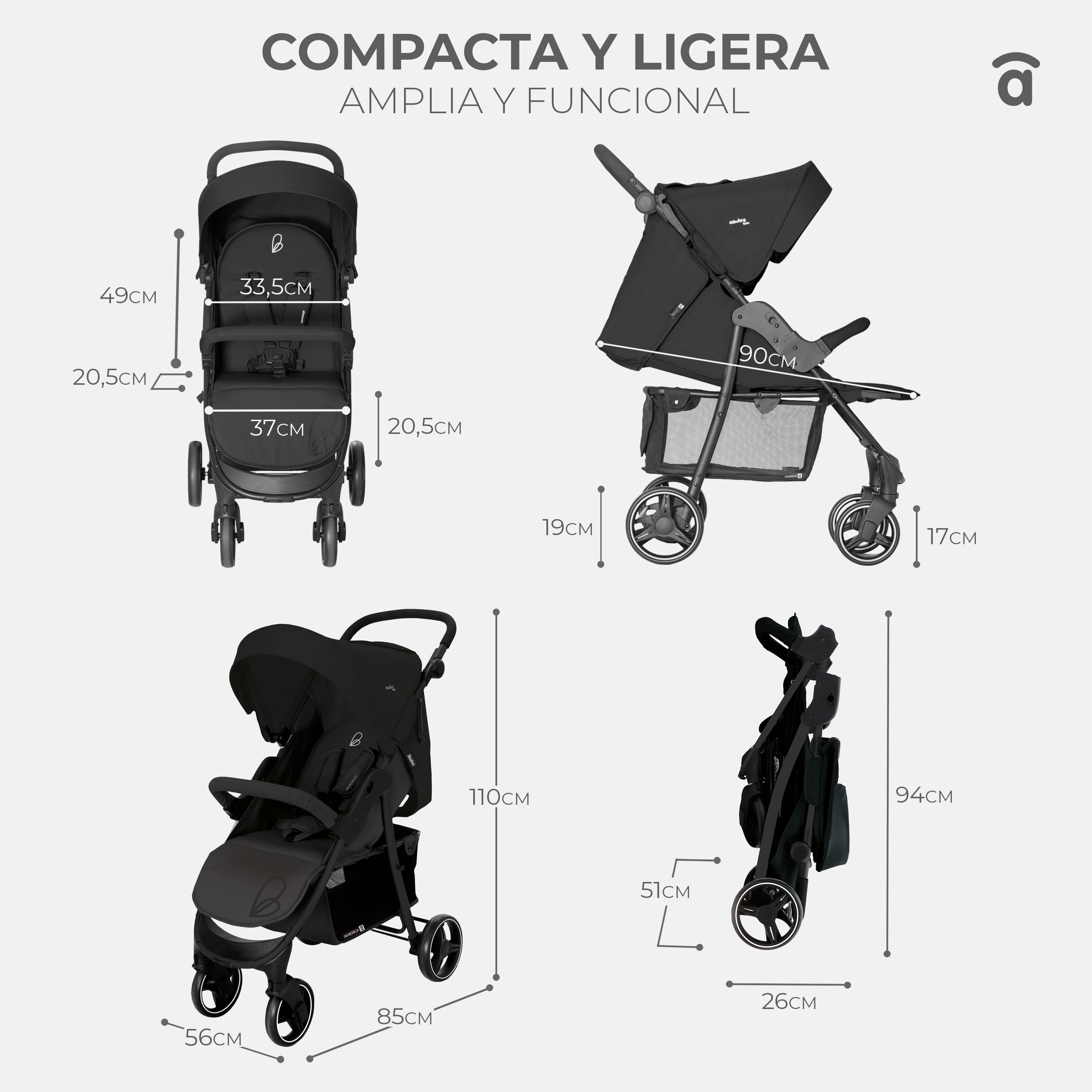 Stroller America 3 black