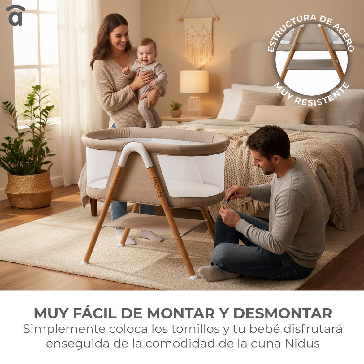 Nidus Beige Mini Crib