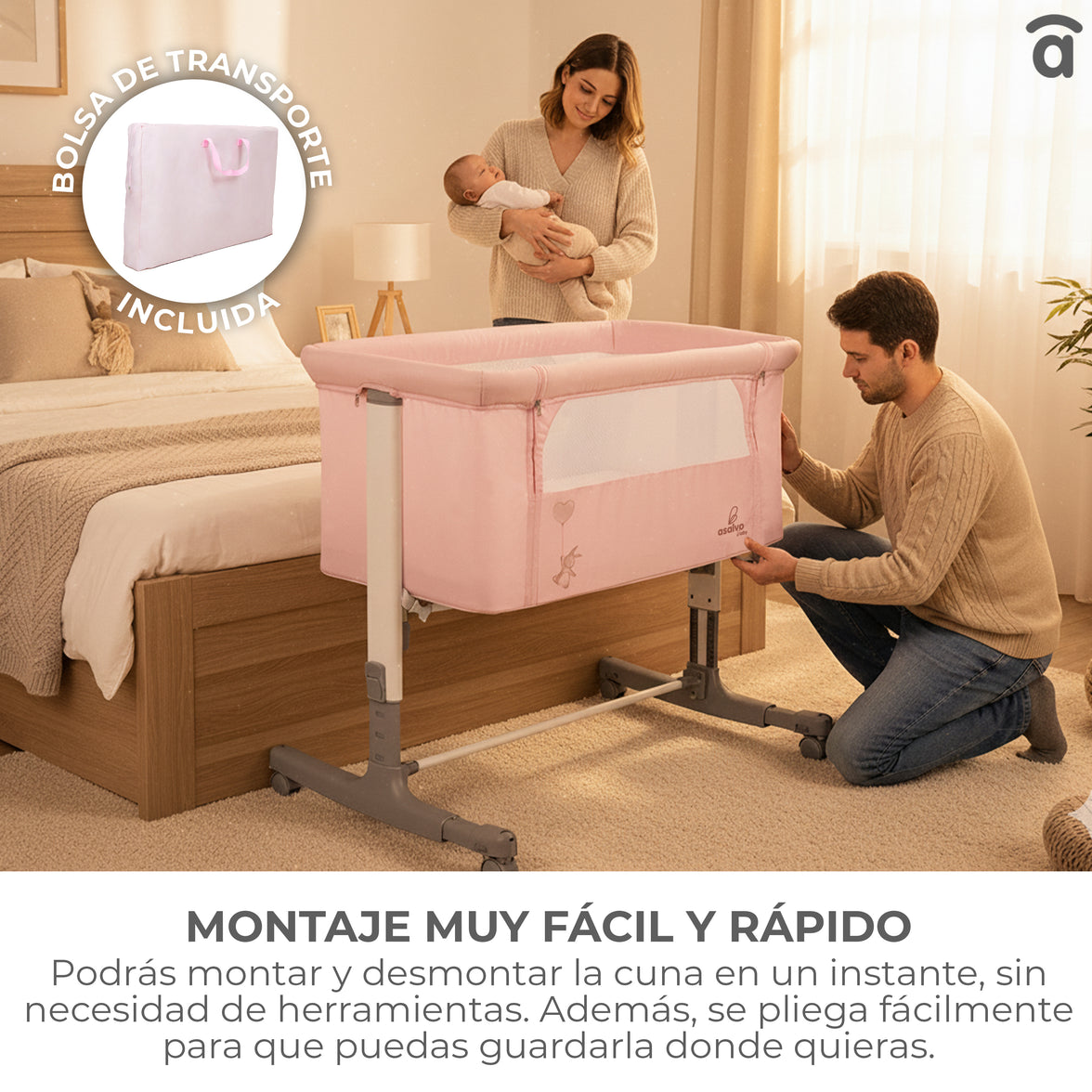 Calm Gray Co-Sleeping Mini Crib