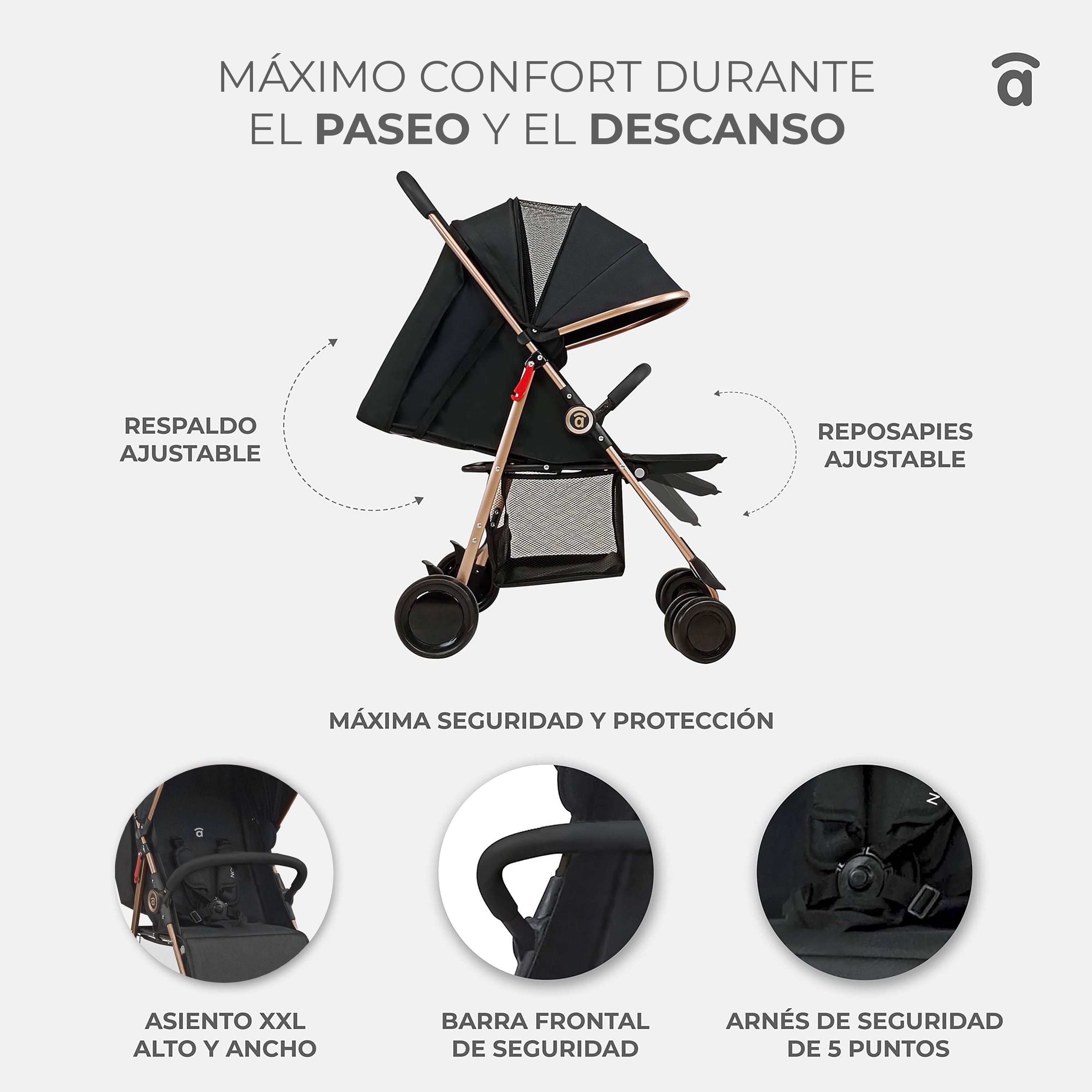 Poussette nova dorée