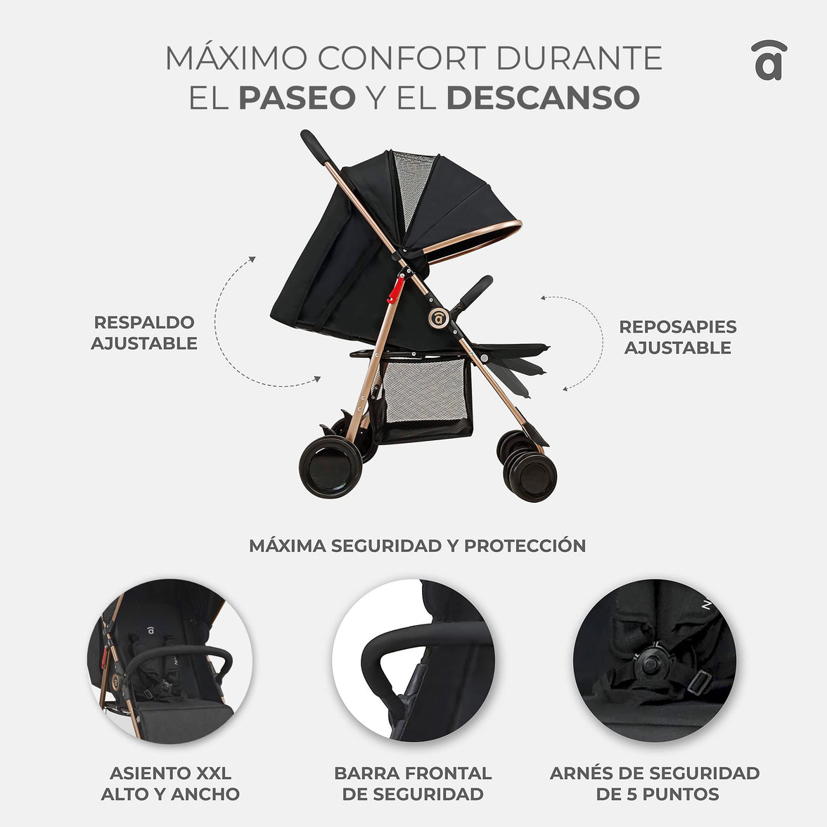 Poussette nova dorée