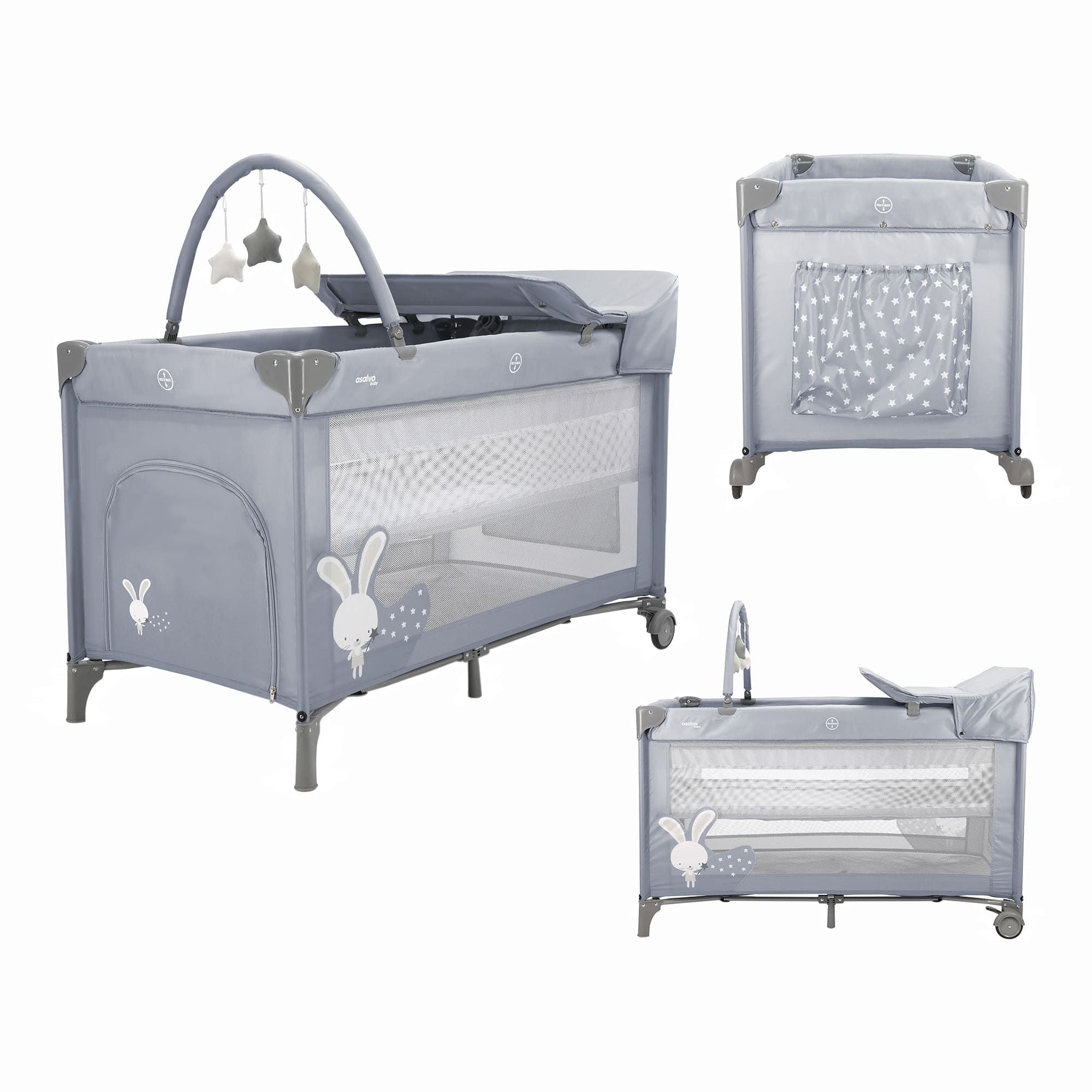 Gray Bunny Complete Travel Crib