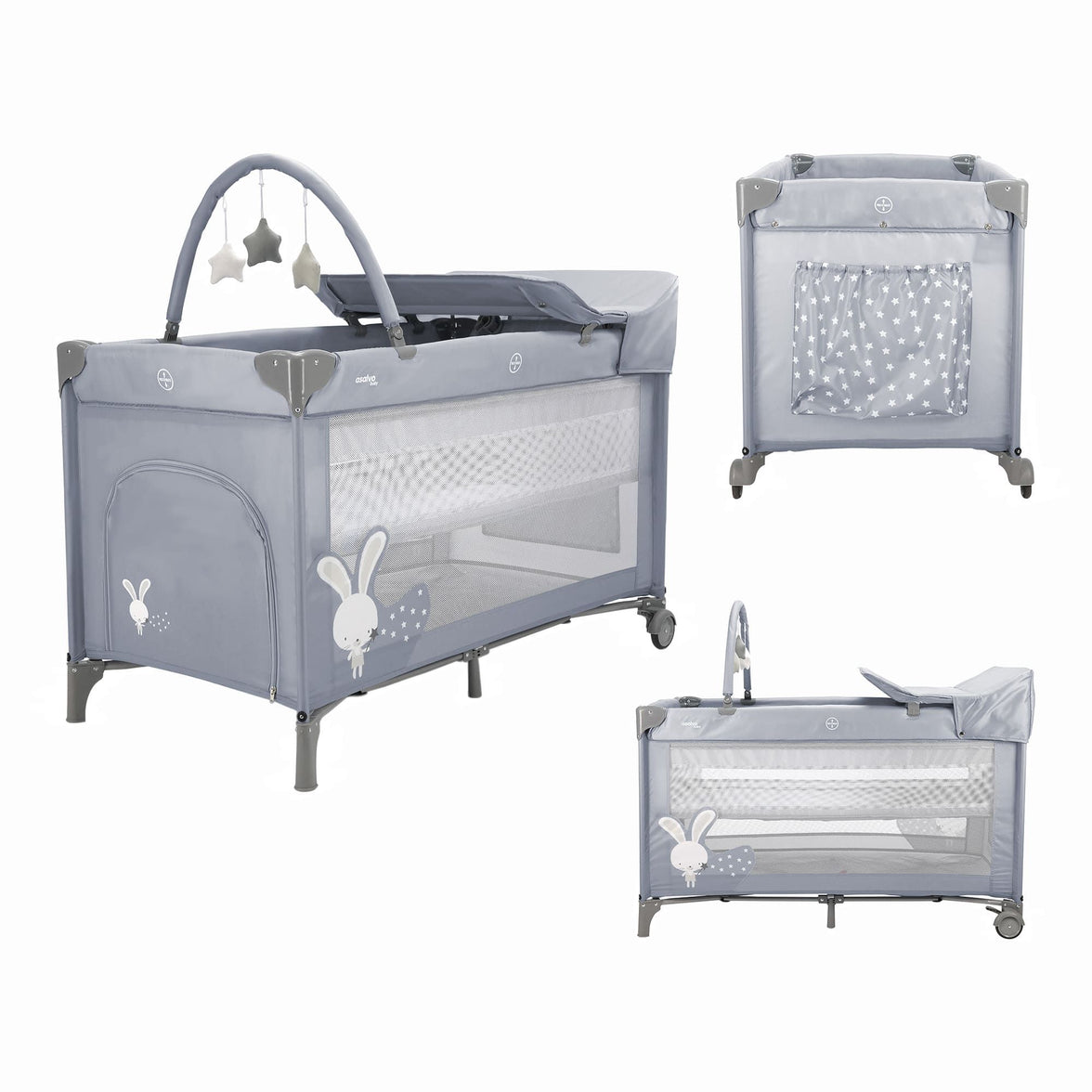 Gray Bunny Complete Travel Crib
