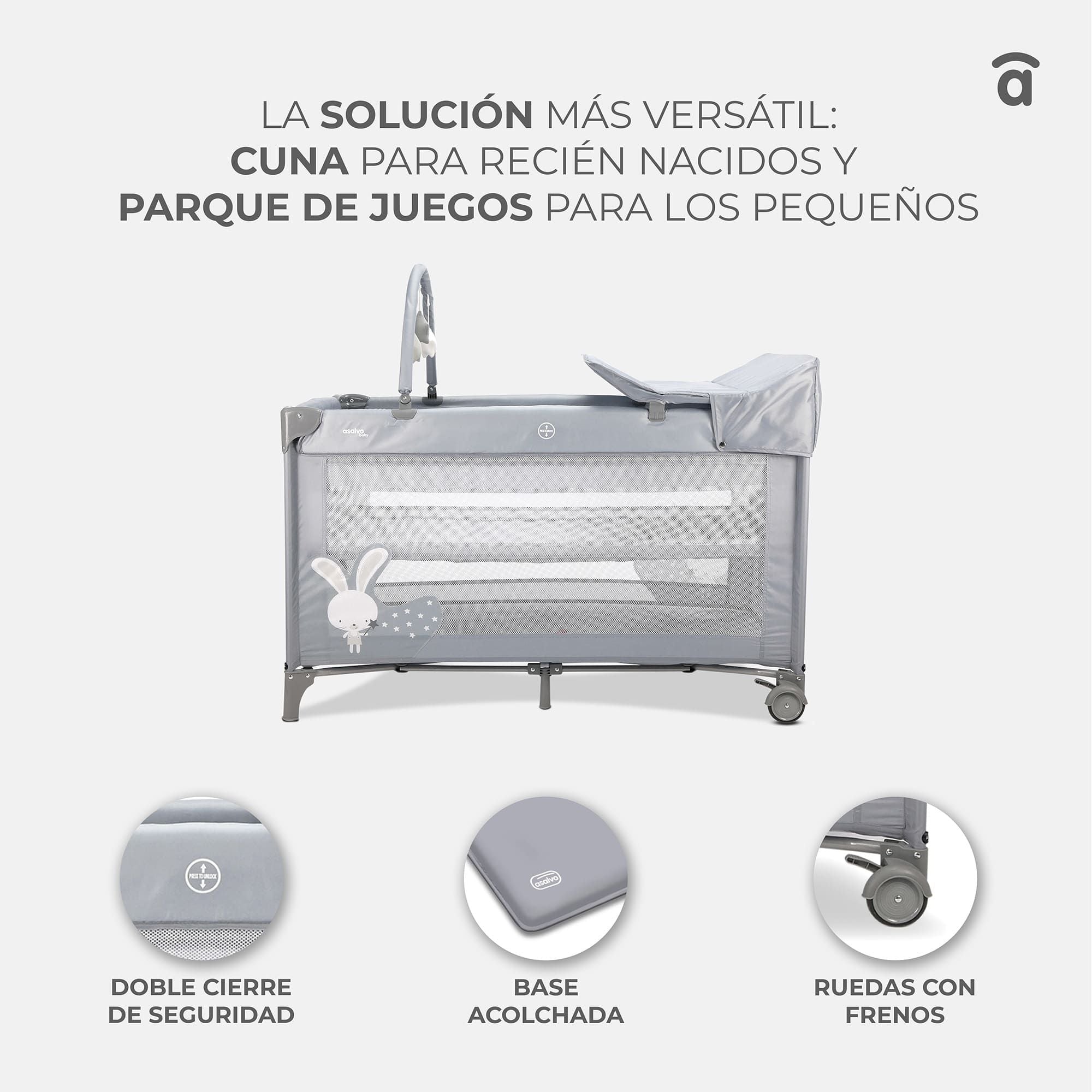 Gray Bunny Complete Travel Crib