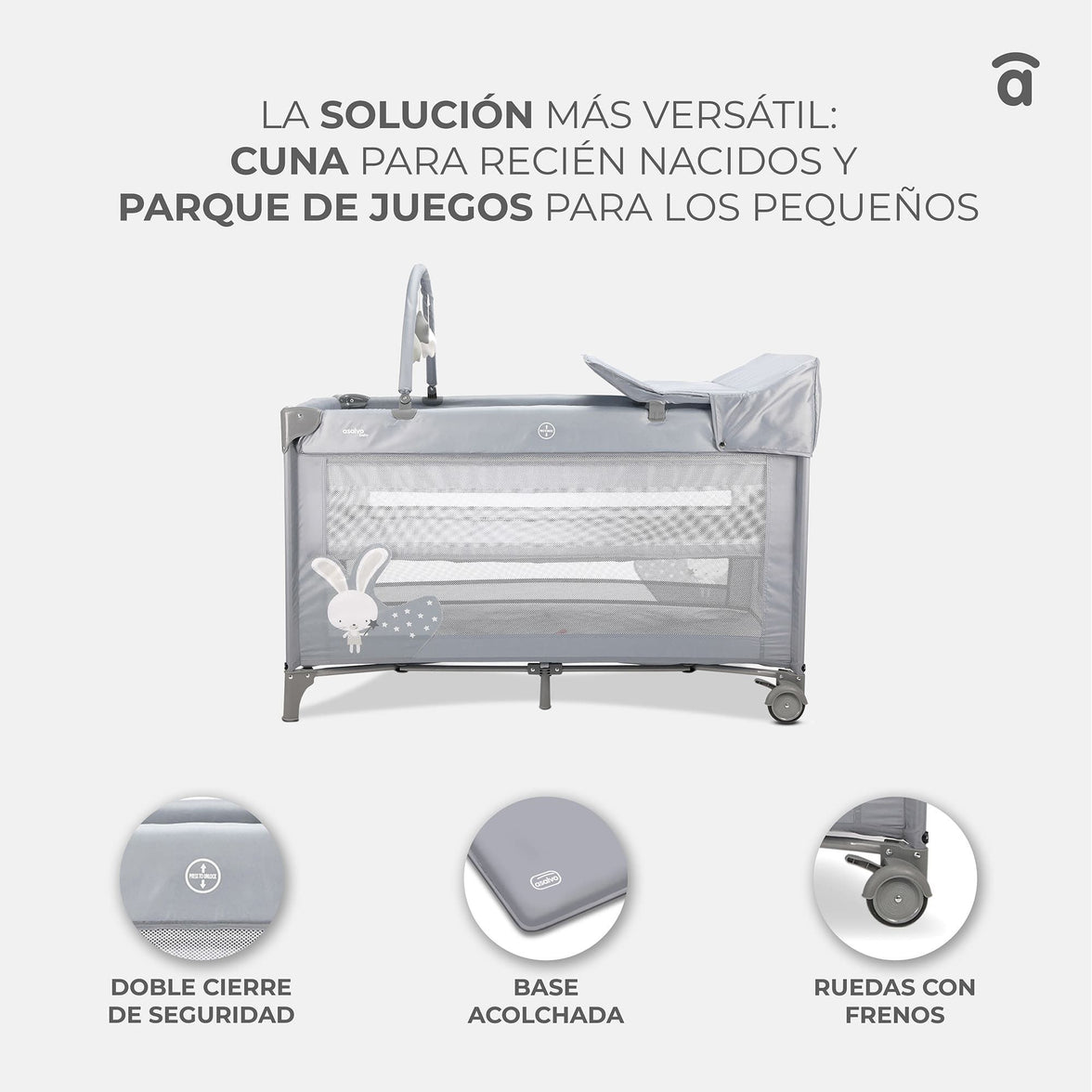 Gray Bunny Complete Travel Crib