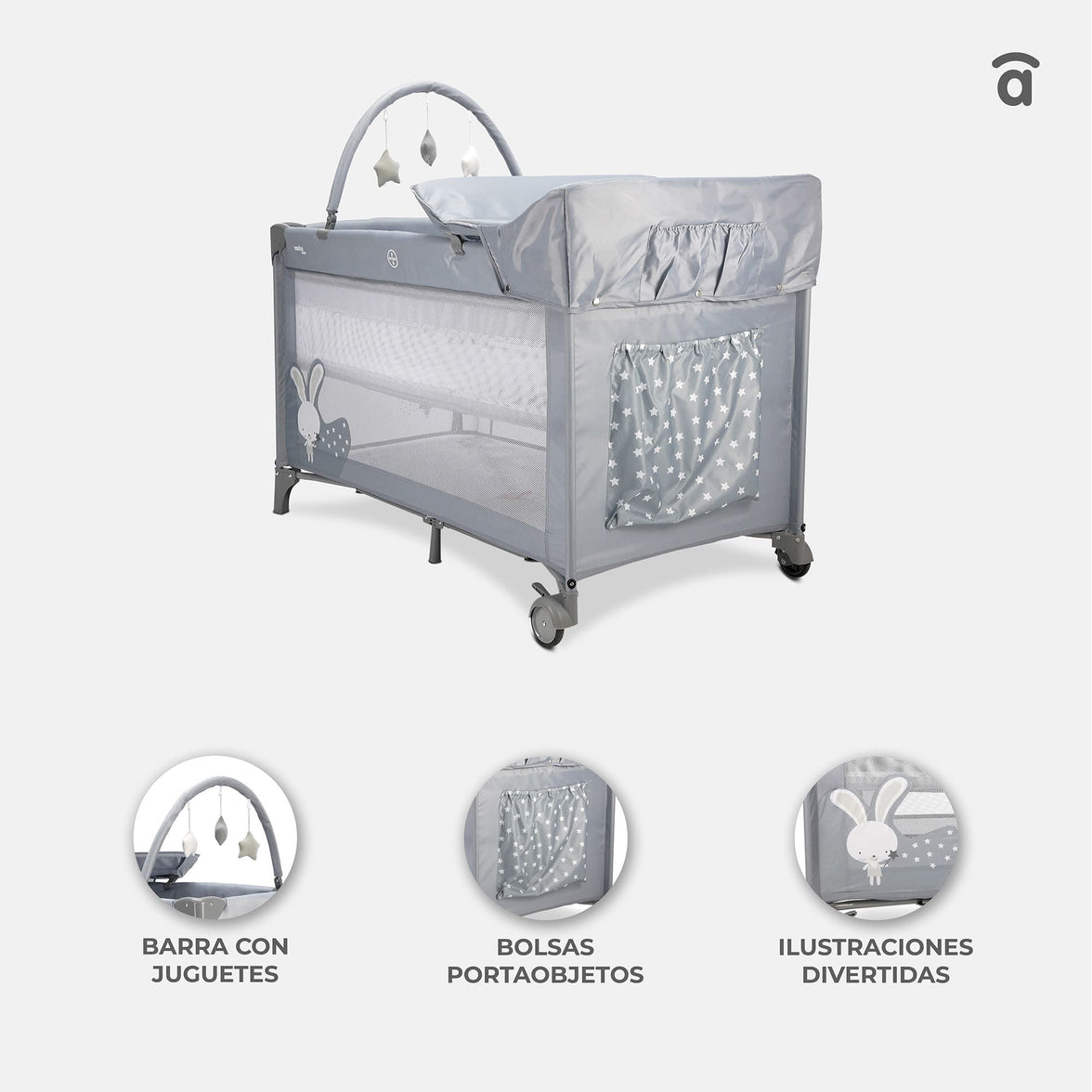 Gray Bunny Complete Travel Crib