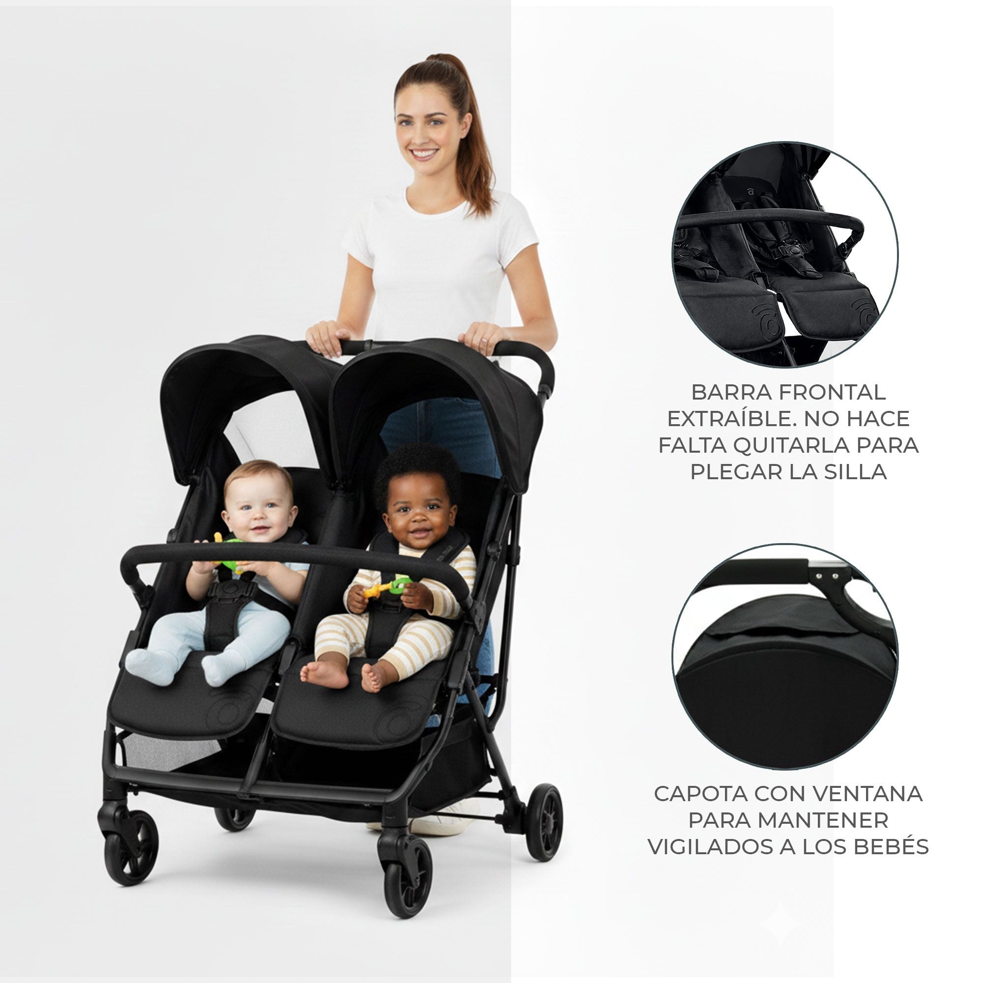 Black Henry Double Stroller
