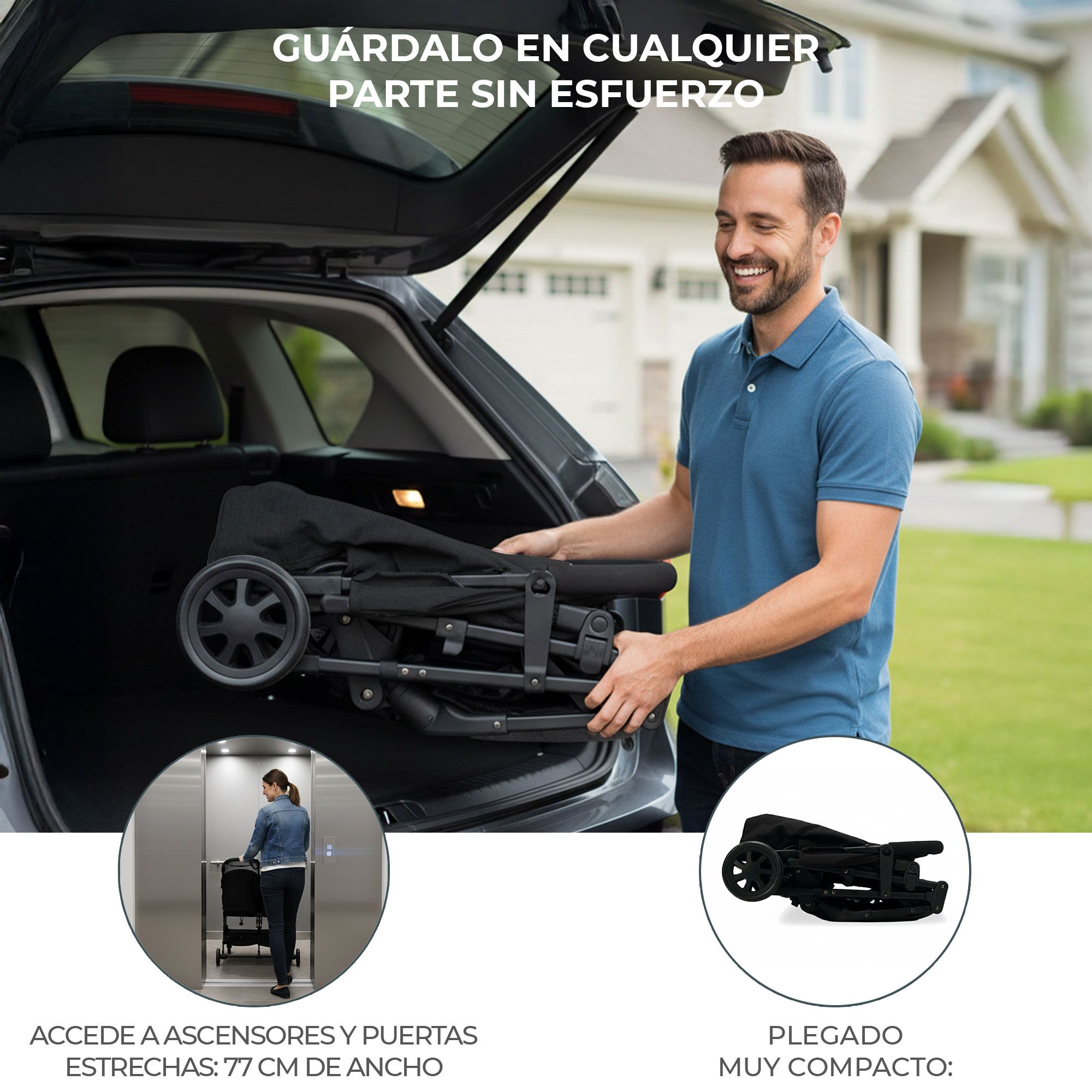 Black Henry Double Stroller