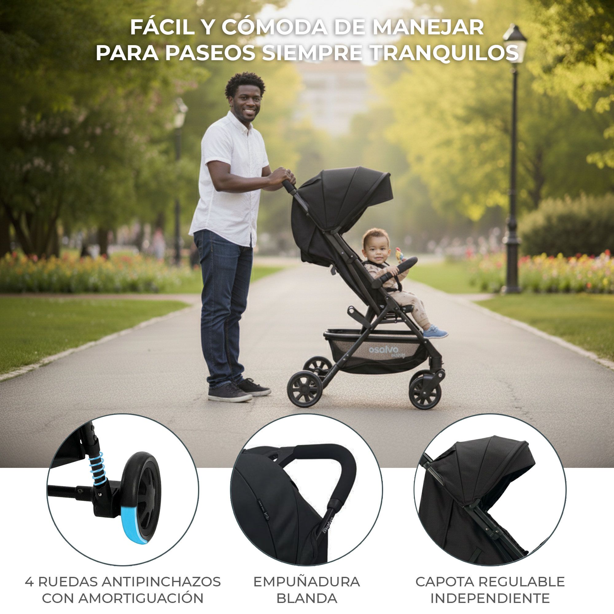 Black Henry Double Stroller