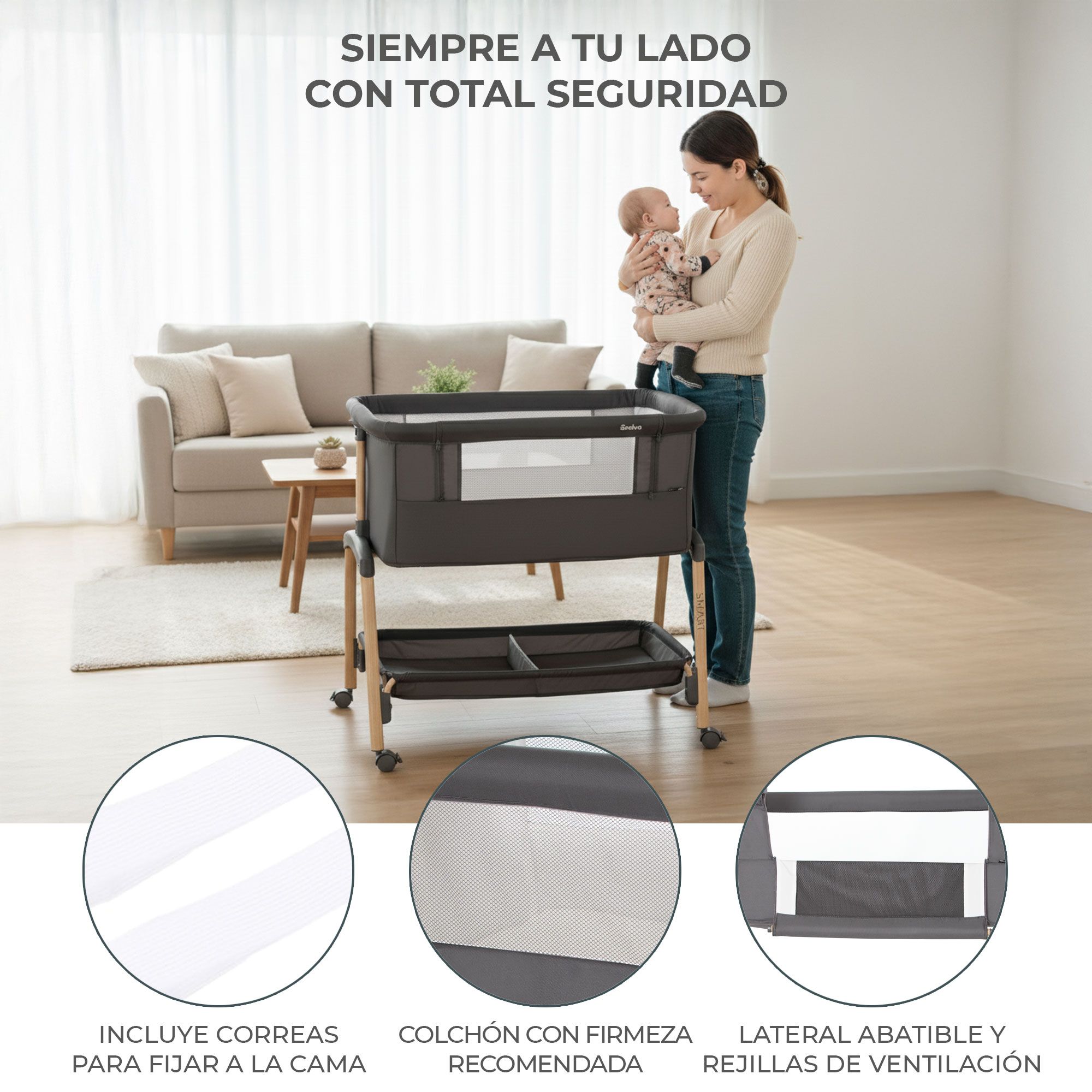 Smart co-sleeping mini crib