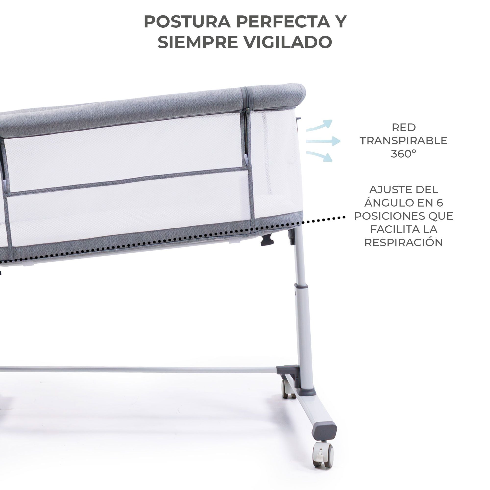 Sky gray co-sleeping mini crib