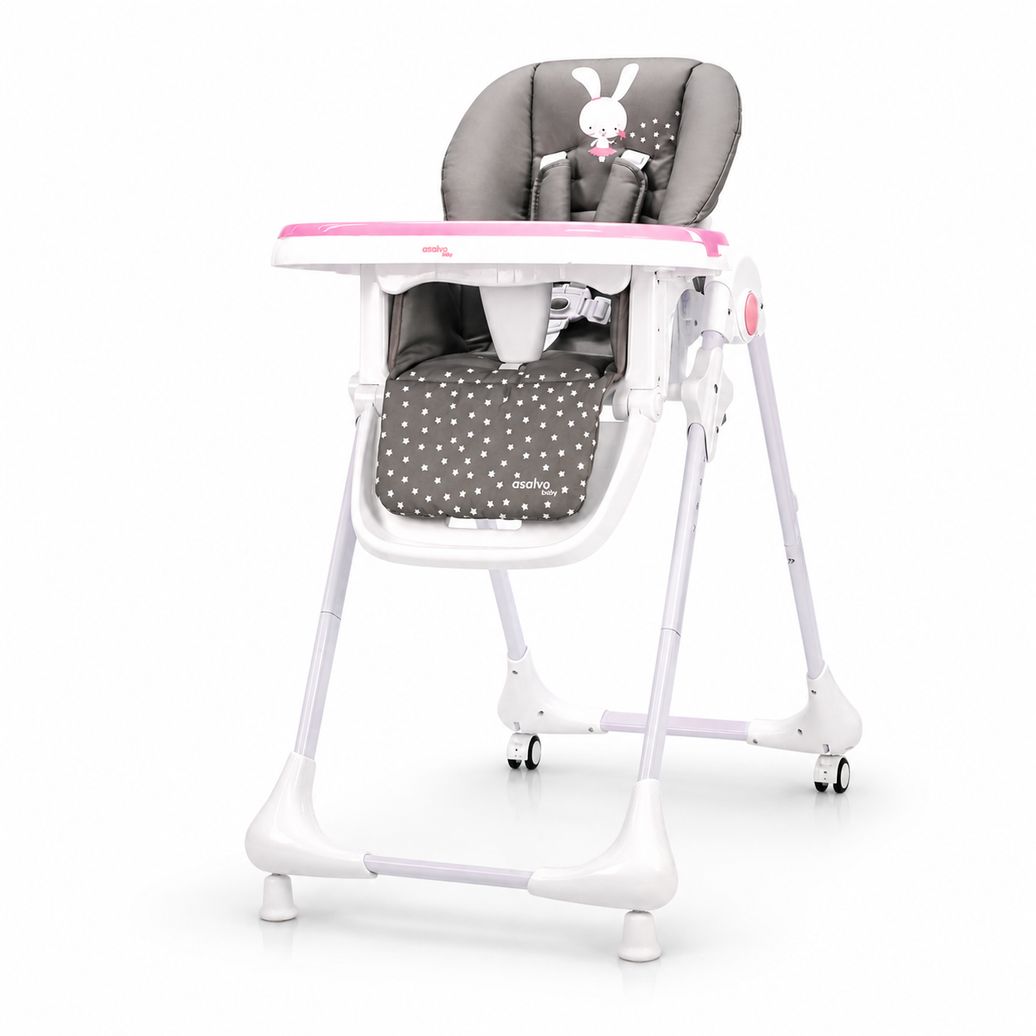 Cadeira alta Coelhinho Rosa com Rodas