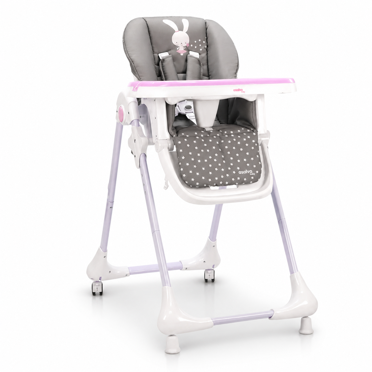 Cadeira alta Coelhinho Rosa com Rodas
