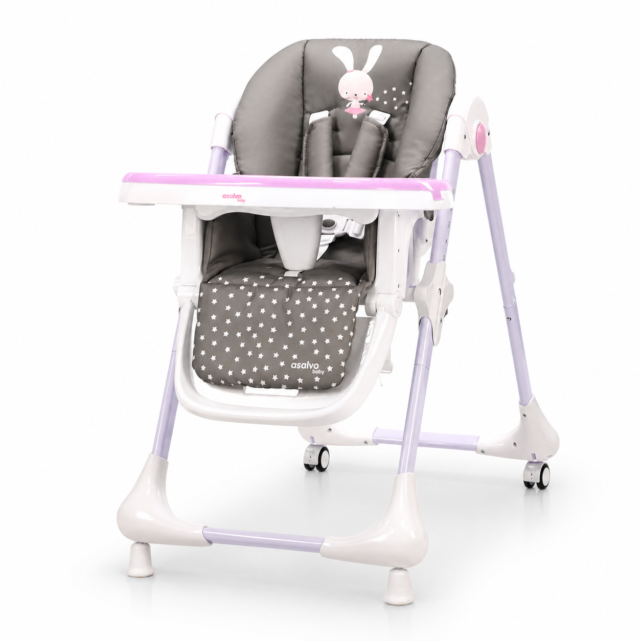 Cadeira alta Coelhinho Rosa com Rodas