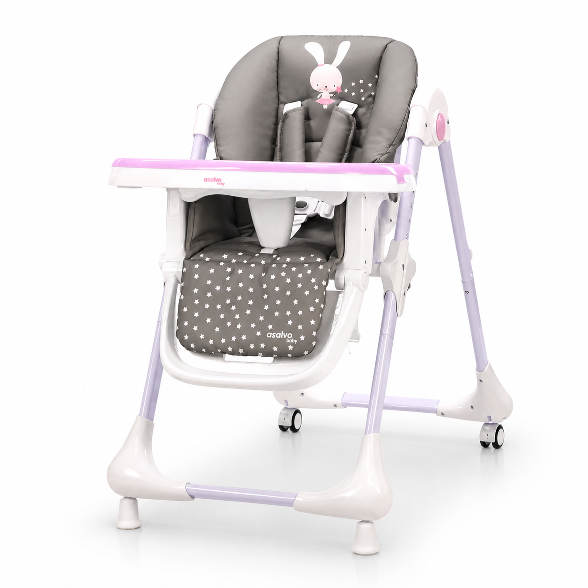Cadeira alta Coelhinho Rosa com Rodas