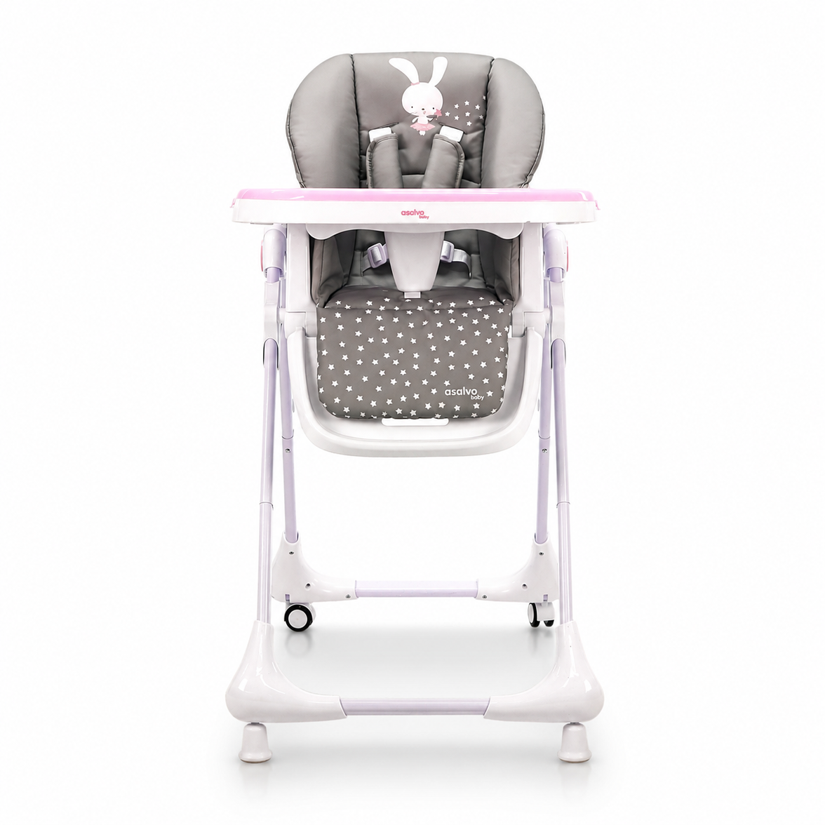 Cadeira alta Coelhinho Rosa com Rodas