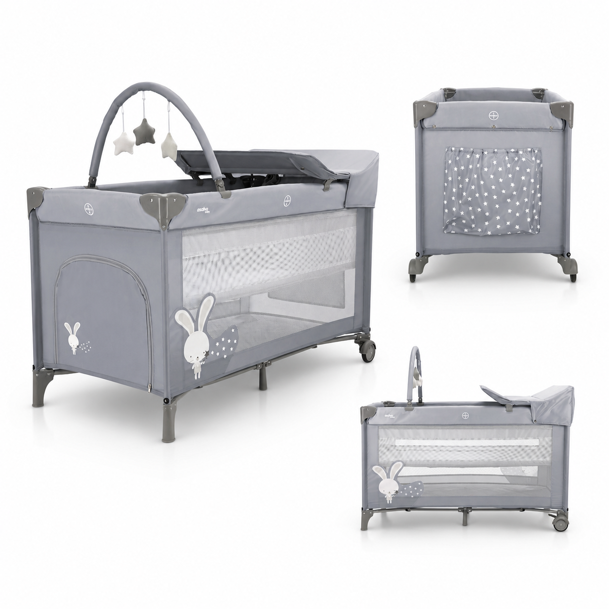 Cuna de Viaje Completa Conejito Gris