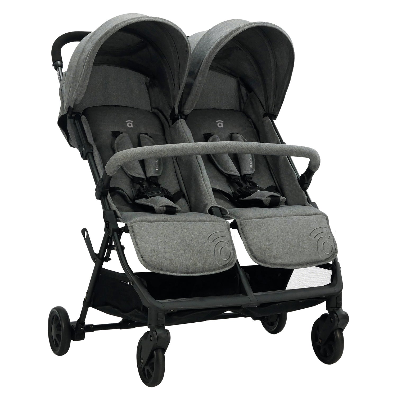 grey double stroller Silla de paseo Doble Henry Gris