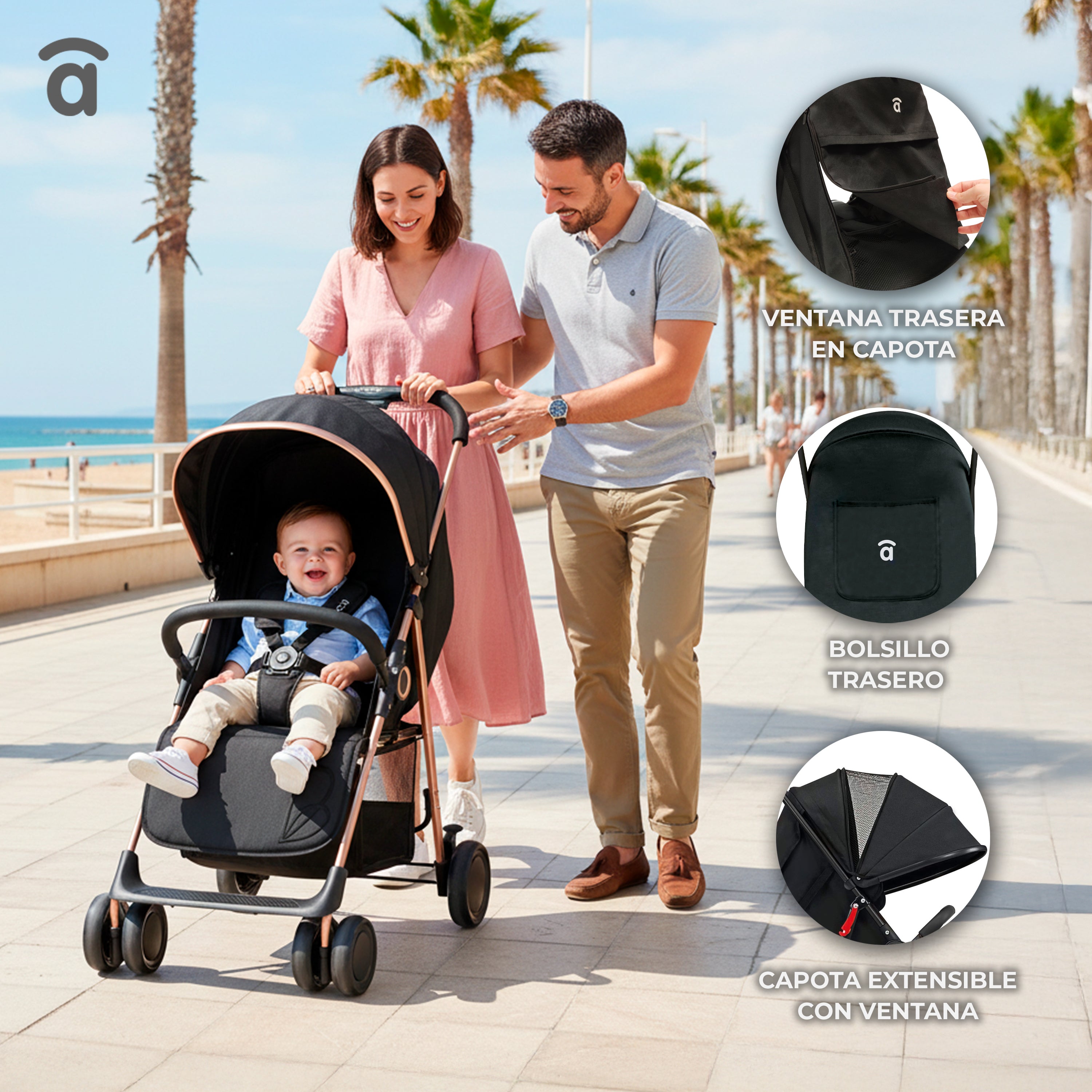 Poussette nova dorée