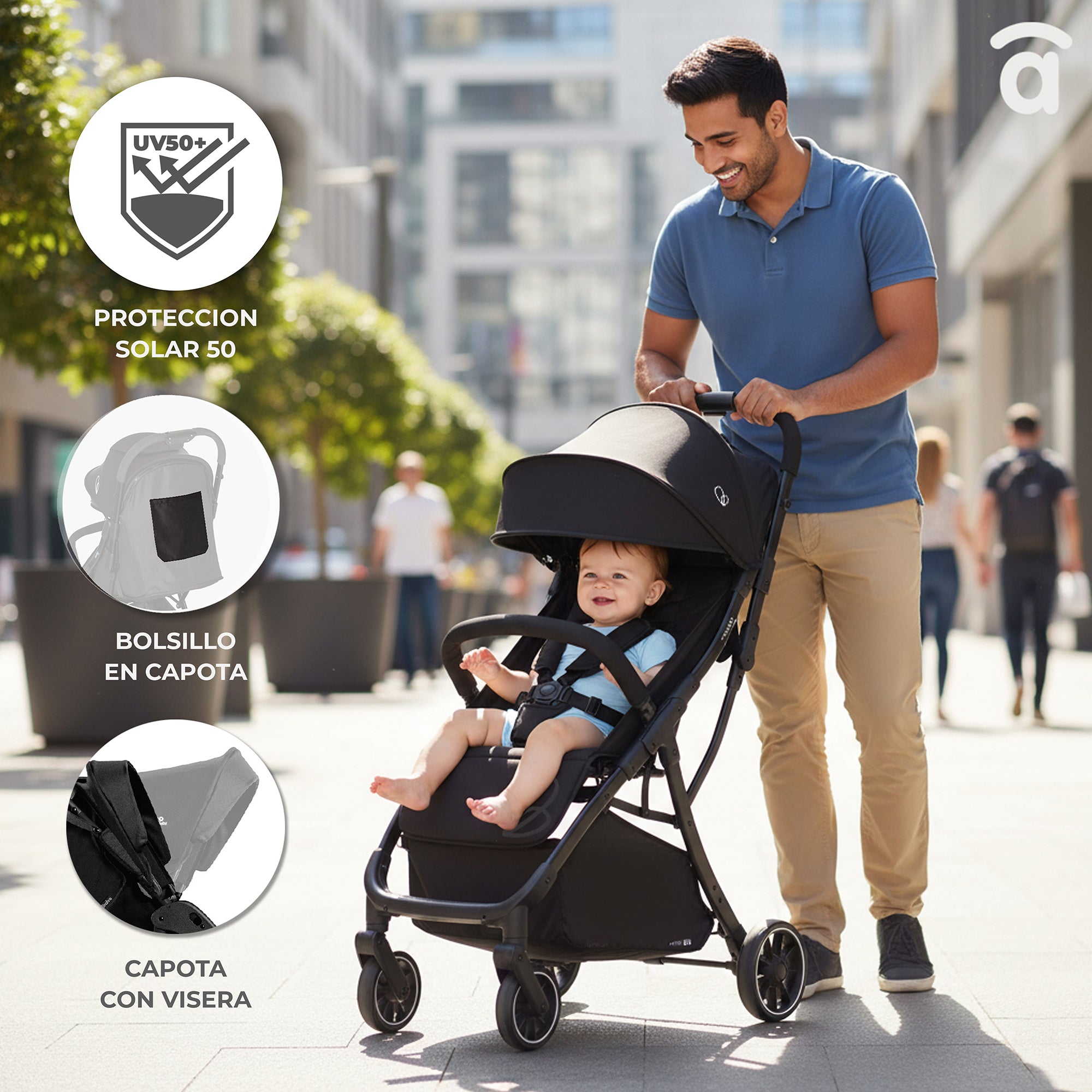 Hito black stroller