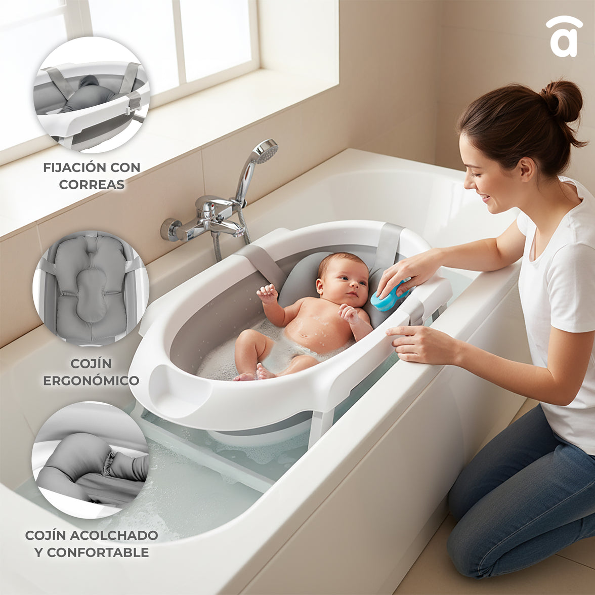 Banheira dobrável com pés e redutor Luigi